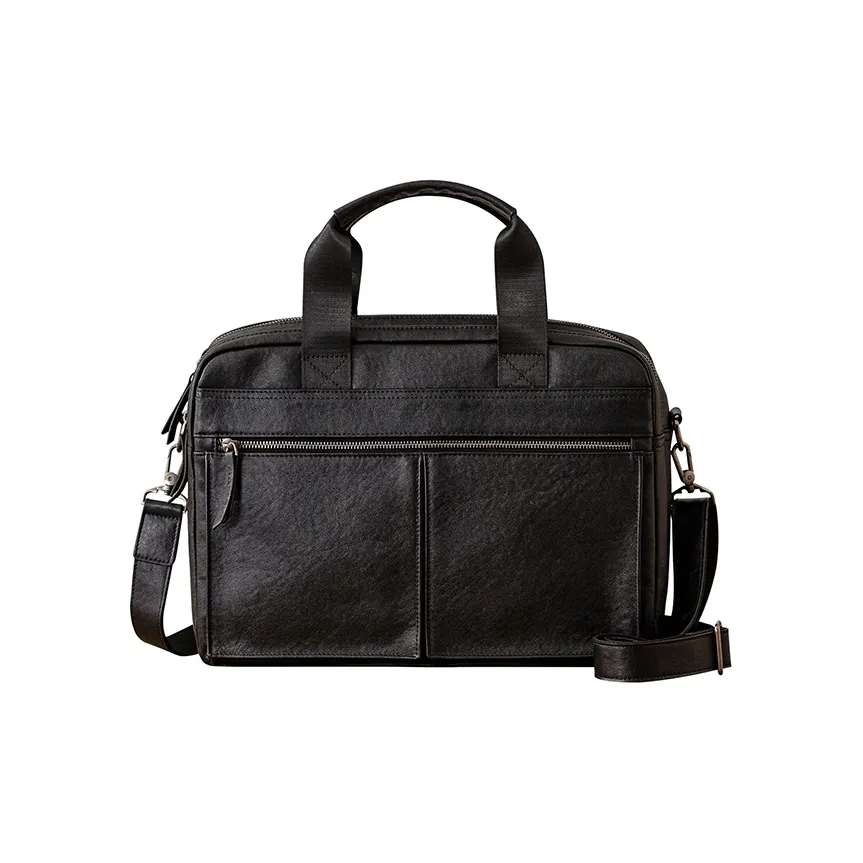 HOUBU Растительное дубление крупнозернистая текстура кожа коровы сумка большая мужская черная