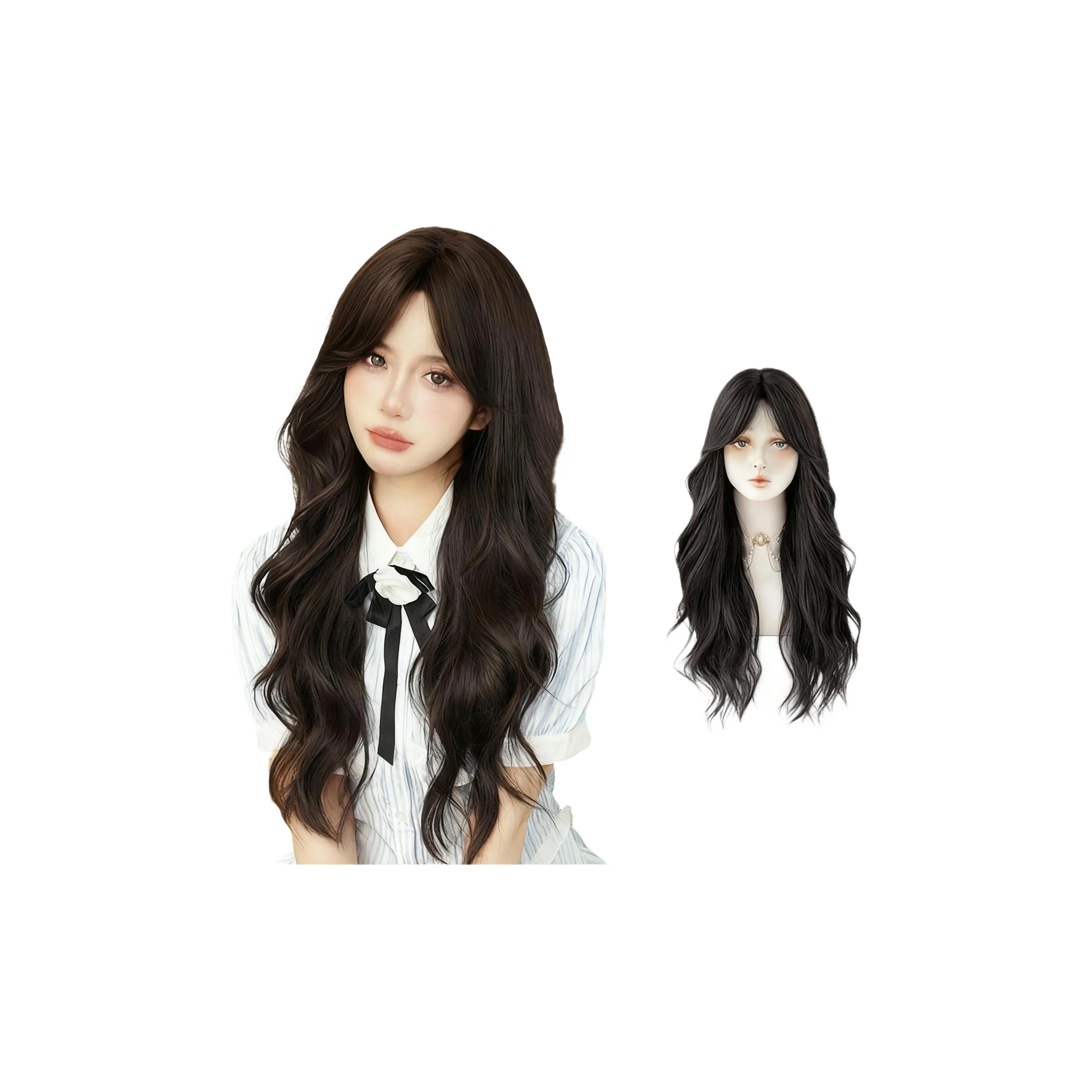 QIJIEHUANGHOU Midsummer Вечерний Прохладный ветер Длинные волнистые парики