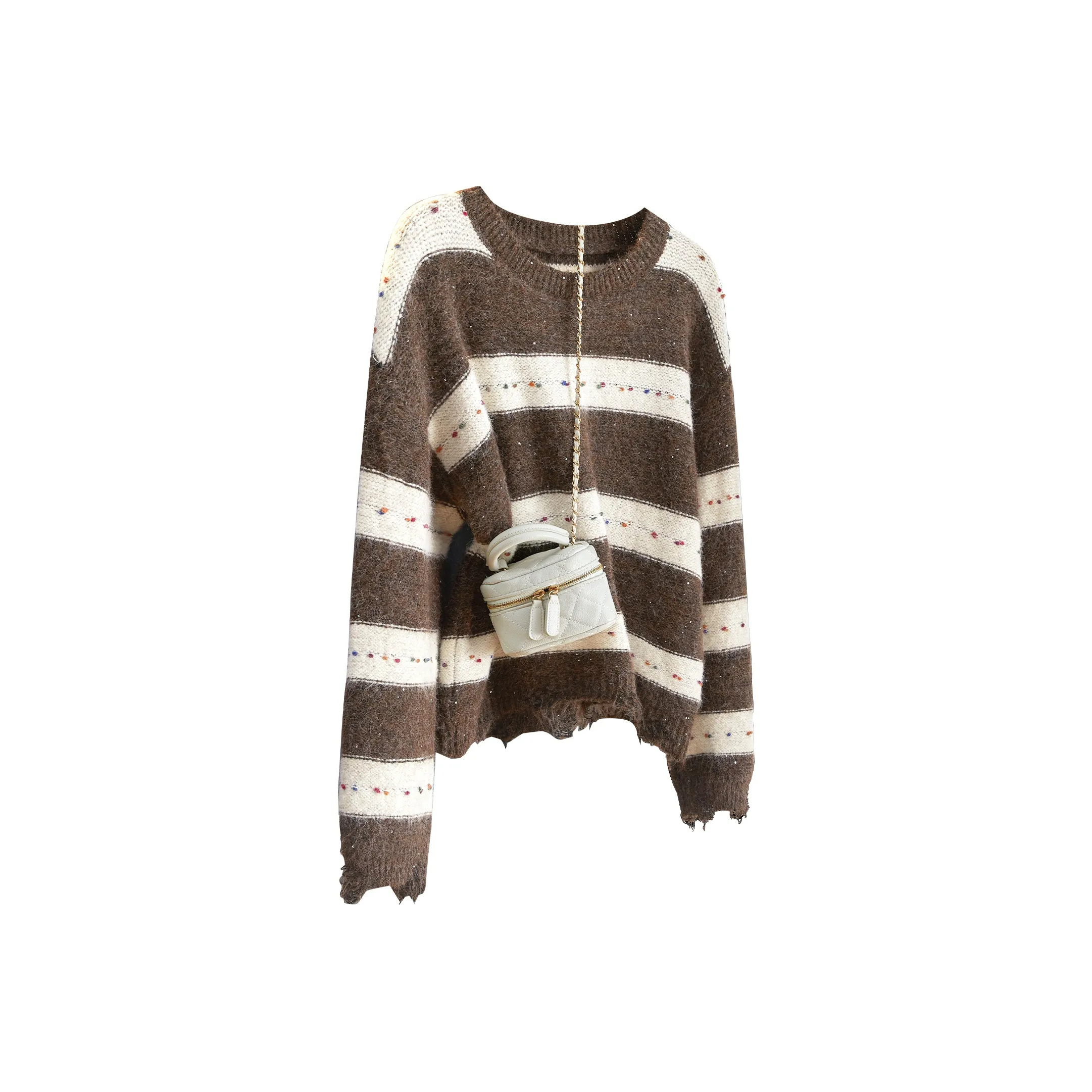 TOUCH Трикотаж Женский Бежевый Кофейный Полосы