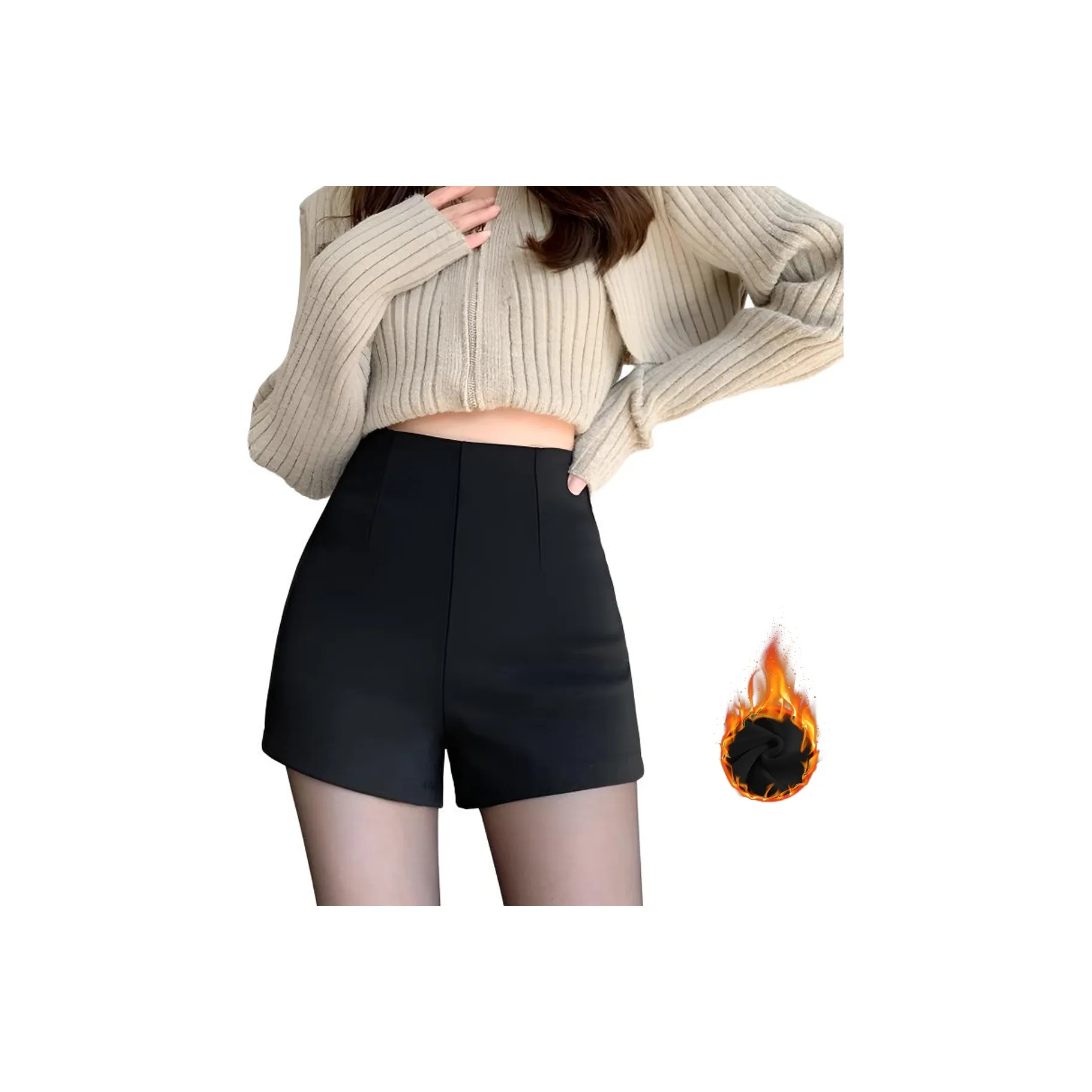 XIANYIJIAO Черные флисовые женские леггинсы с подкладкой