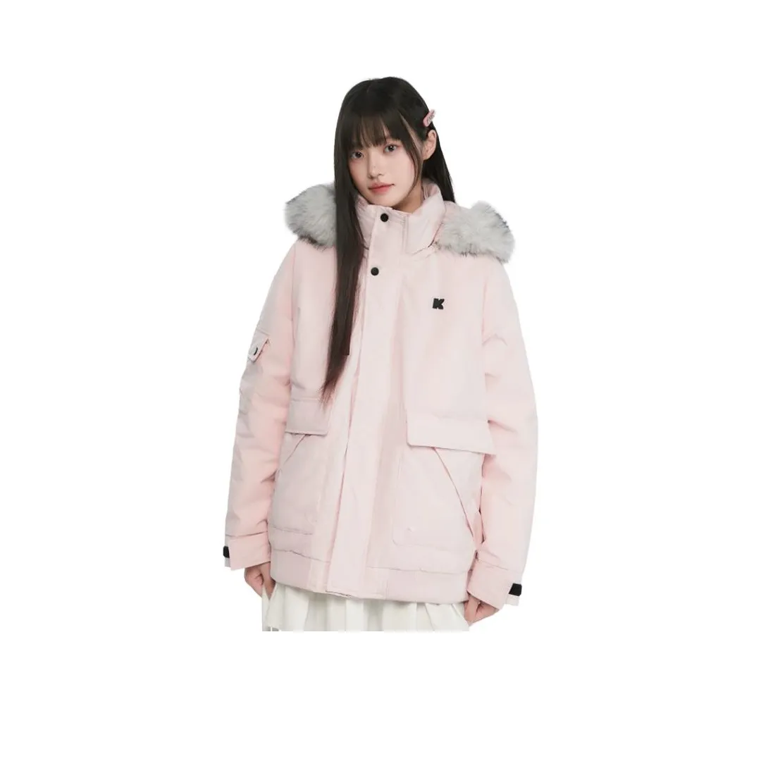 HNUF Розовый хлопковый пуховик Женские пуховики (пуфы)