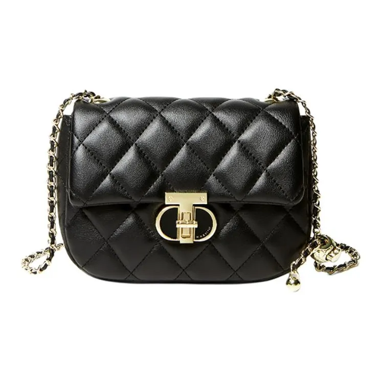 NALANDU Сумка с цепочкой из коровьей кожи на одно плечо маленькая квадратная сумка маленькая женская черный экрю