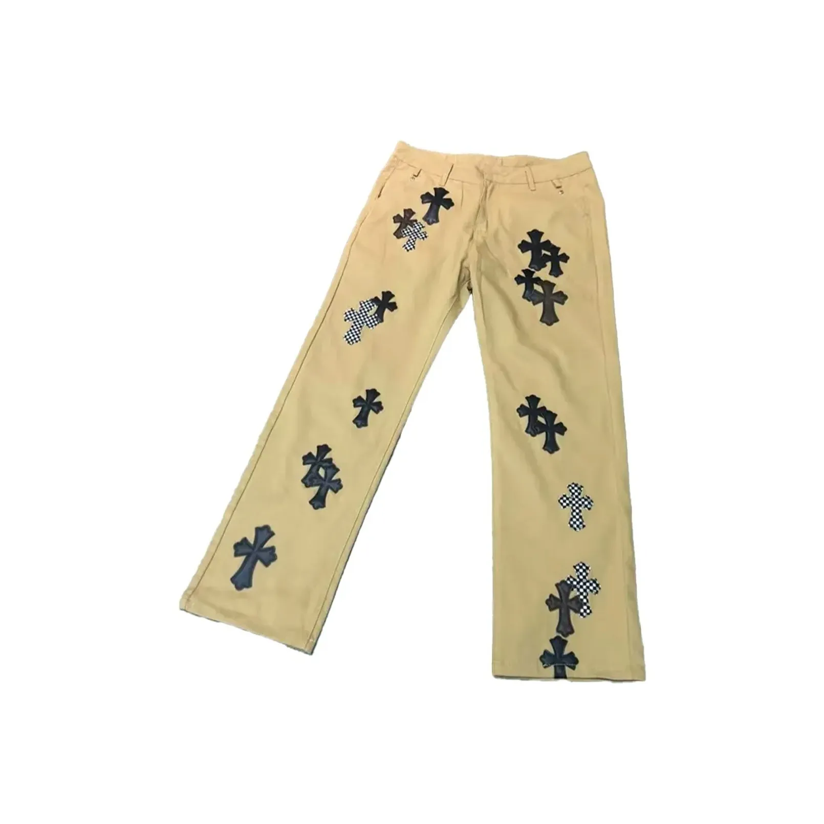 PISYPOX Коричневый [Аппликация кожаная этикетка вышивка] Унисекс Джинсы