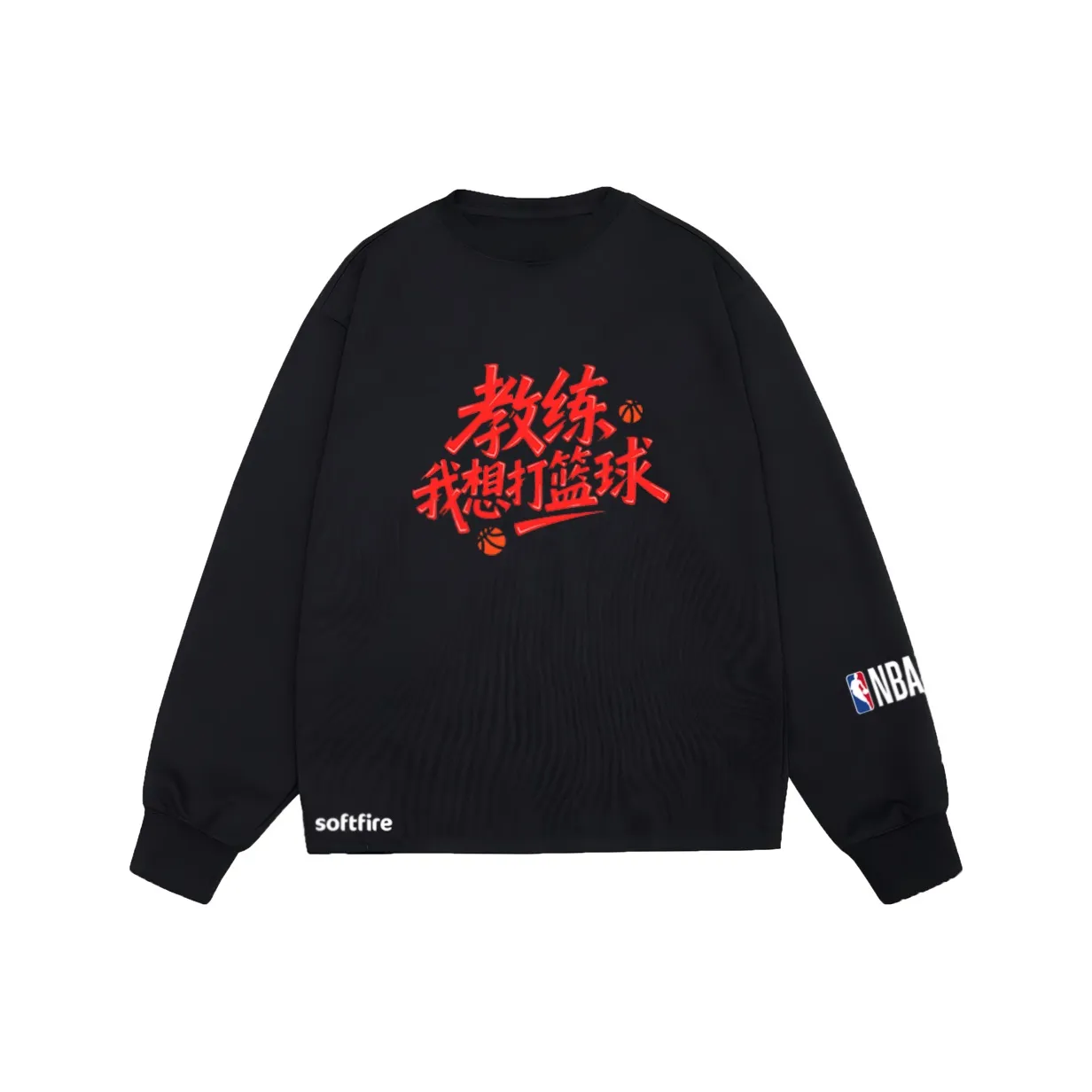NBA Круглый вырез Длинный рукав Т-рубашка Спортивный повседневный Весна-осень SOFTFIRE С принтом