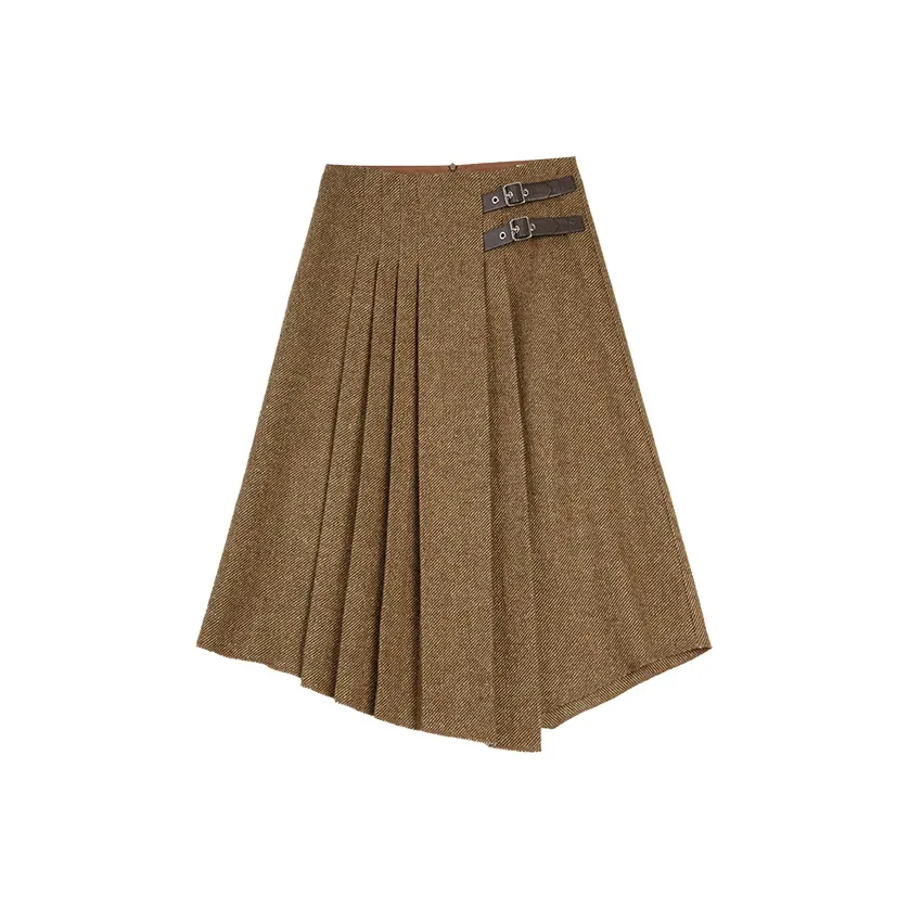 ELLE Темно-коричневая женская повседневная длинная юбка