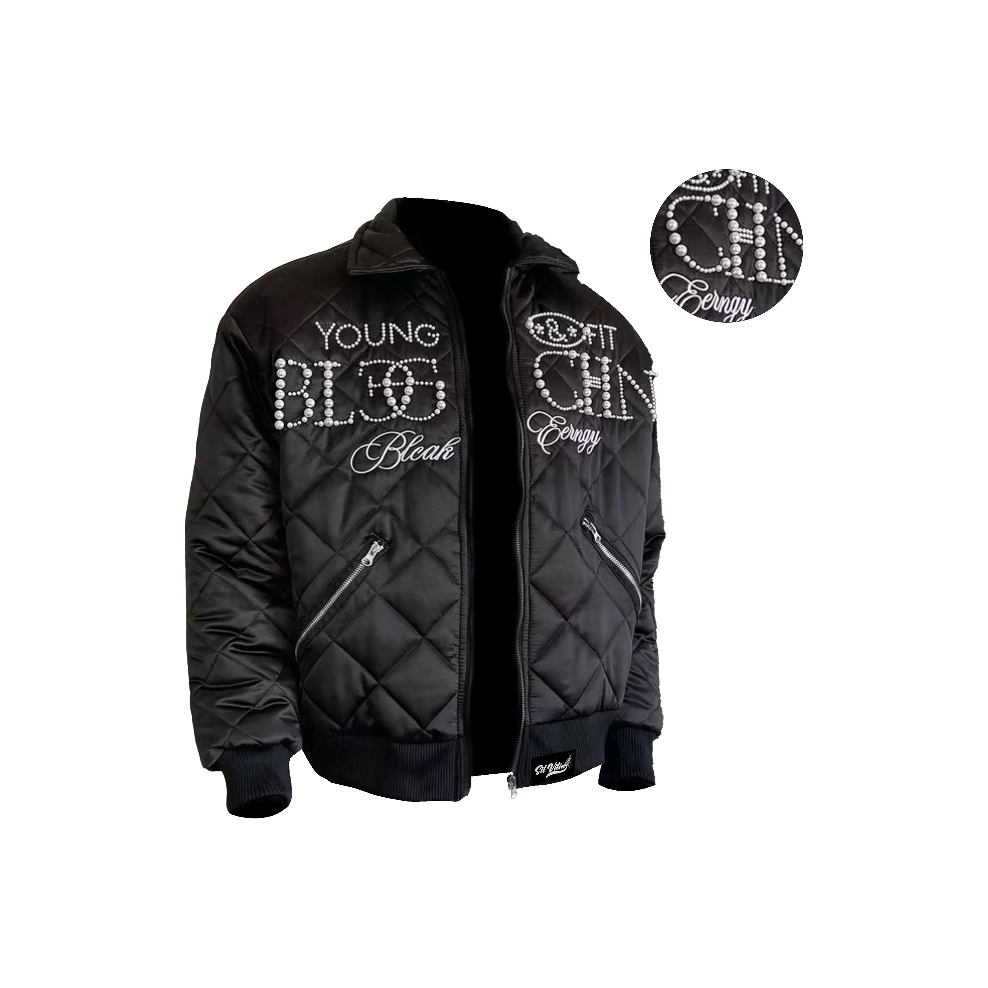 BLACK AT Черный Heavy Duty Бусина Унисекс Куртки