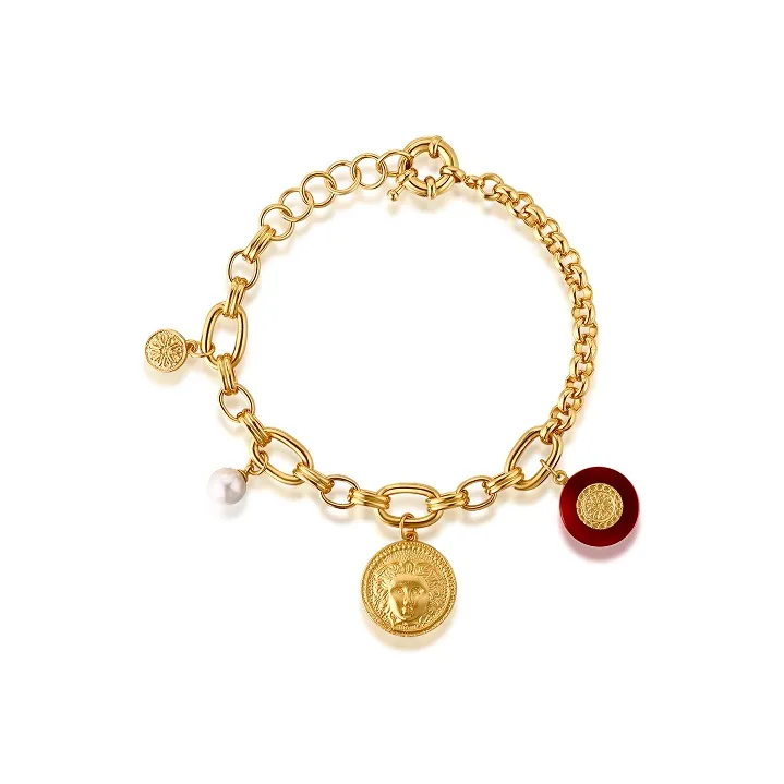 Retro Chic Brass Gold Plated Смола Shell Pearl Jade Women's