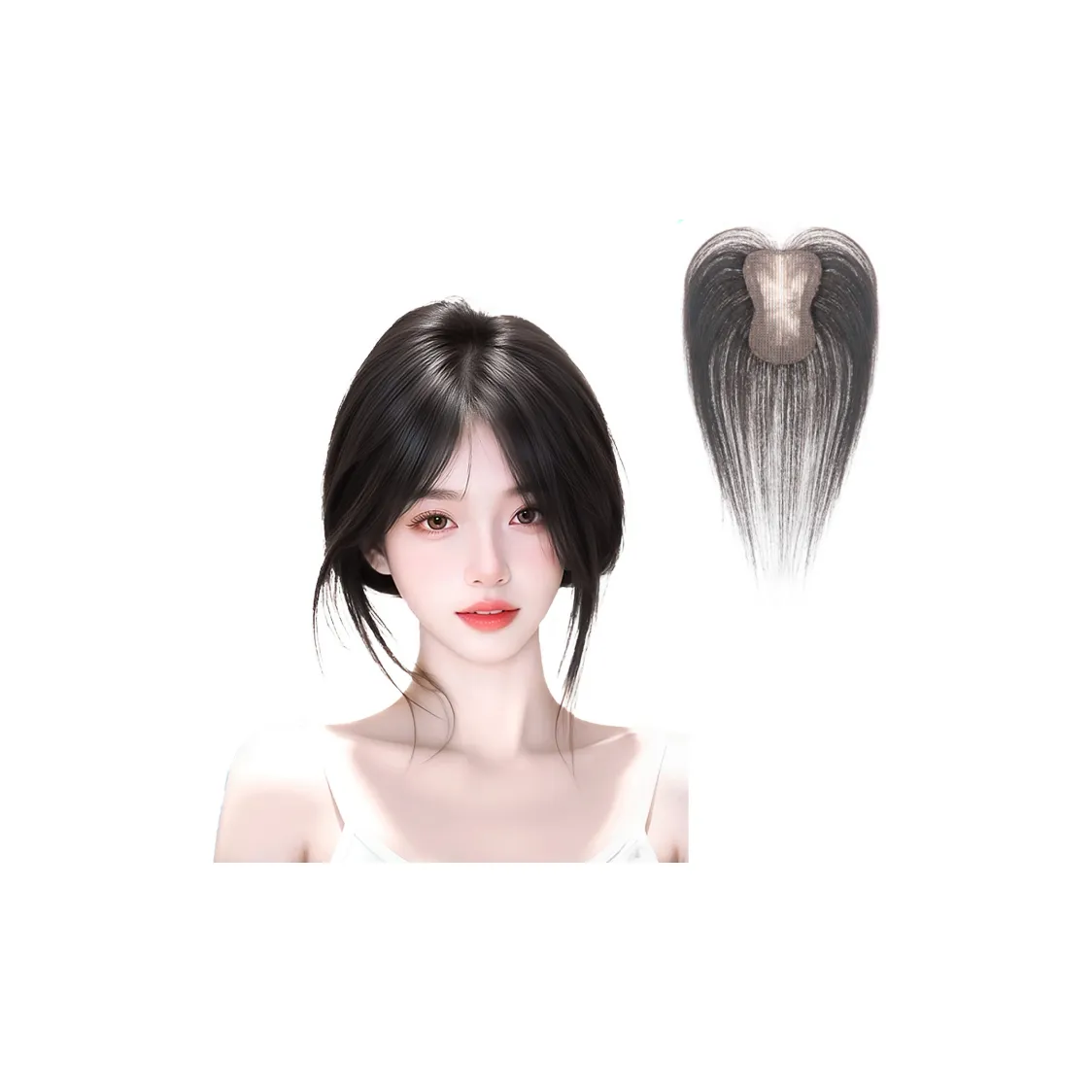 WANWANFENG Нет необходимости для волос Дружественный Топ Вверх Штуки Наклеенная Перука Человеческие Волосы