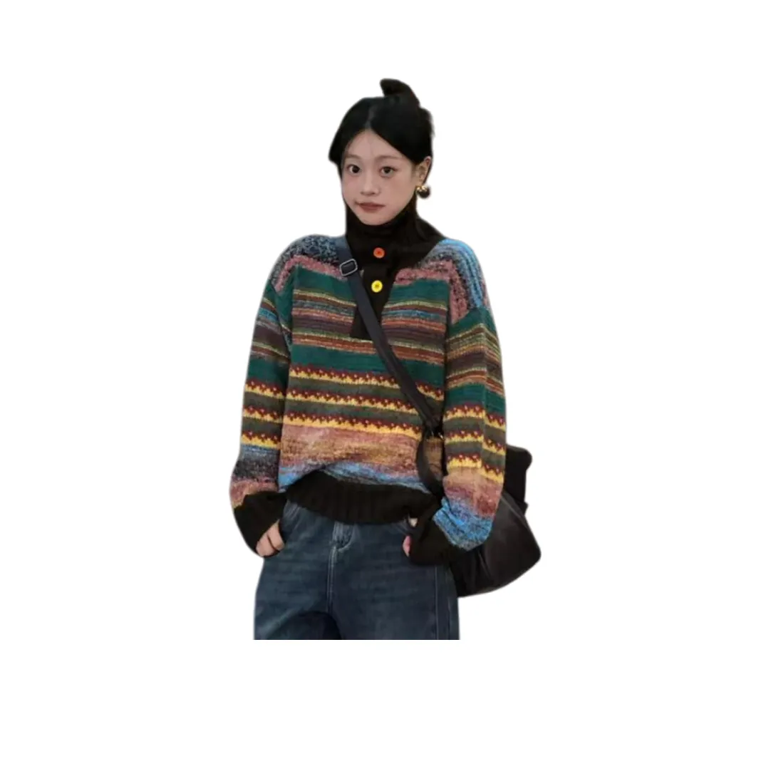 ZEKIKO STUDIO Rainbow Stripes Women's Knitwear