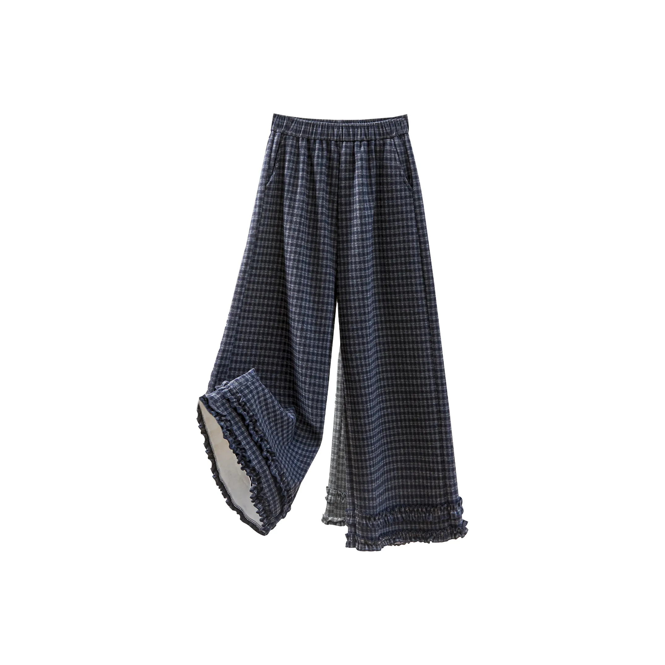 TOUCH Повседневные брюки Женские Темно-синие в клетку