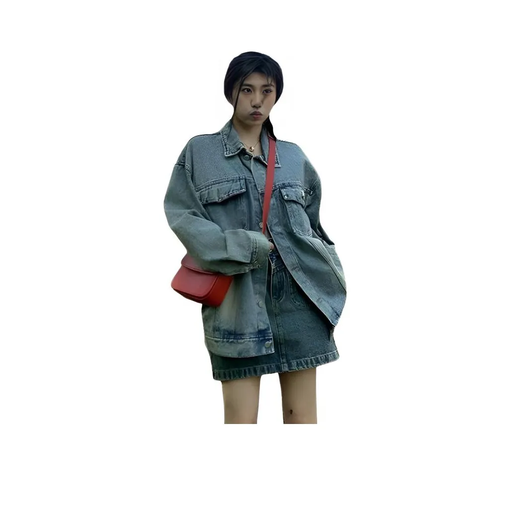 MDEHT Джинсовый синий Женская Джинсовая Куртка