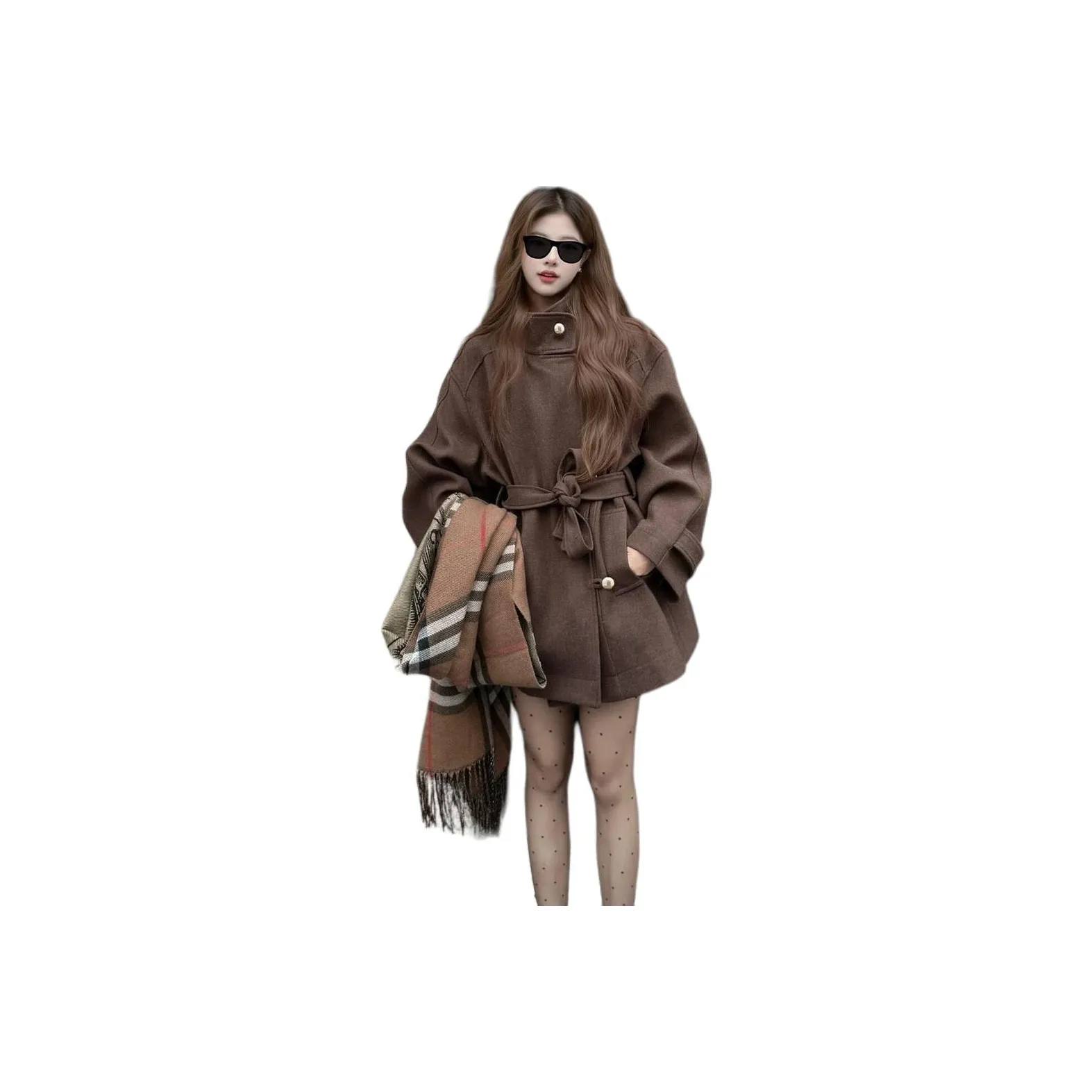 Langqing Кофе С подарками Langqing Наклеенный Женские Пальто