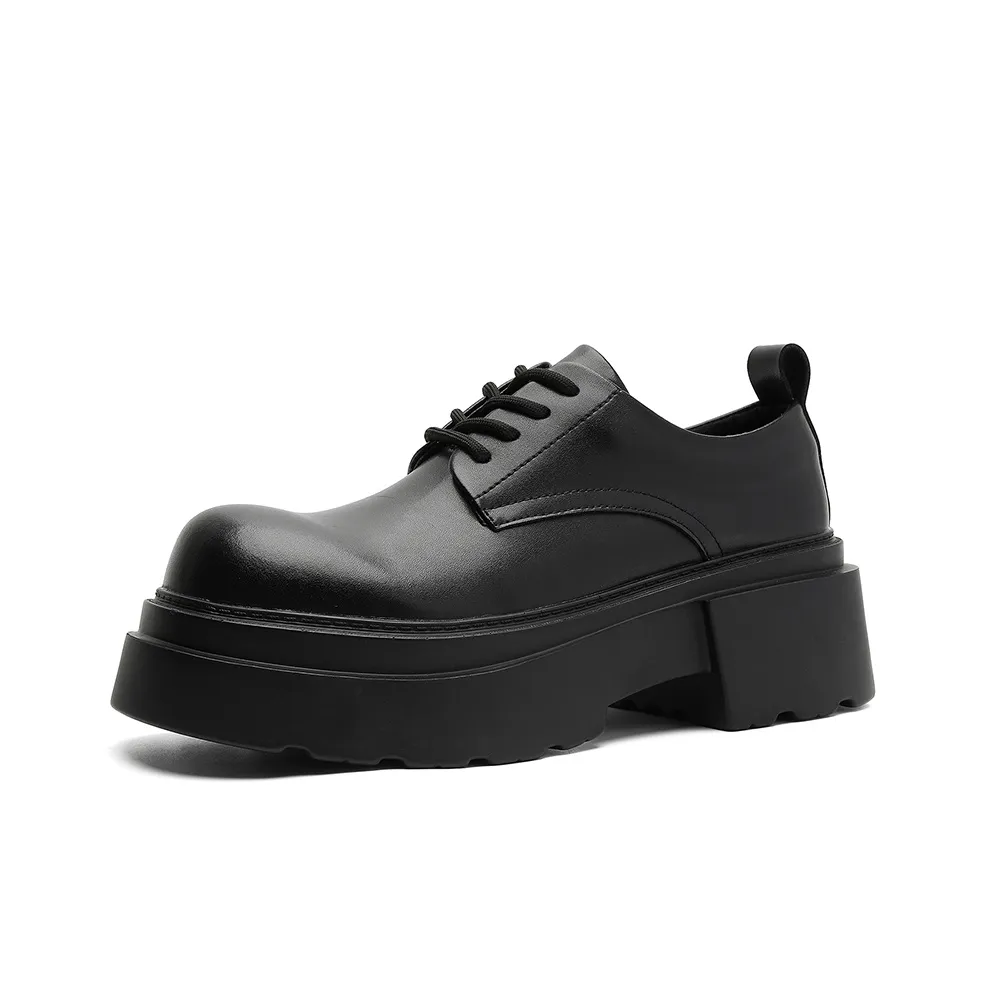 V ZERO FIVE Chunky Derby Повседневная кожаная обувь Мужская Черная Большой размер Британский Мода