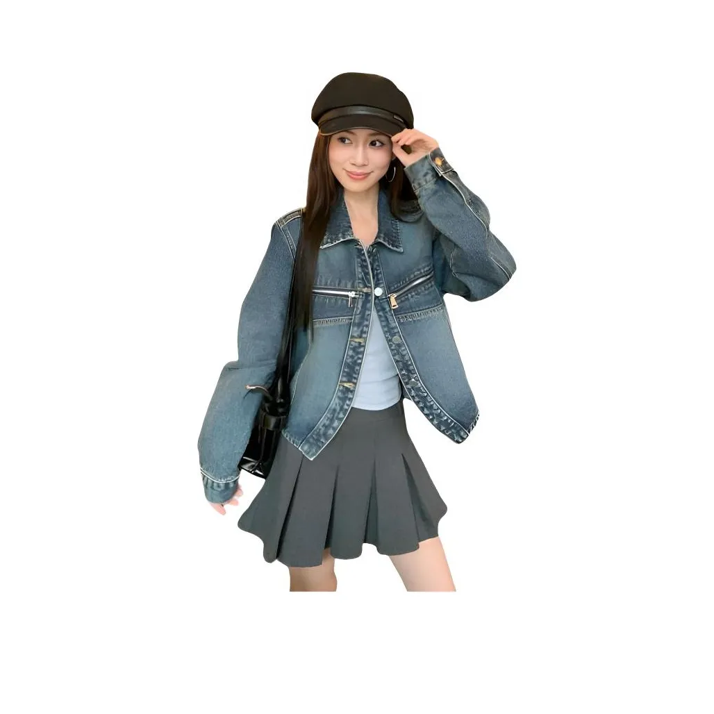 MDEHT Синий Женские Джинсовые Куртки