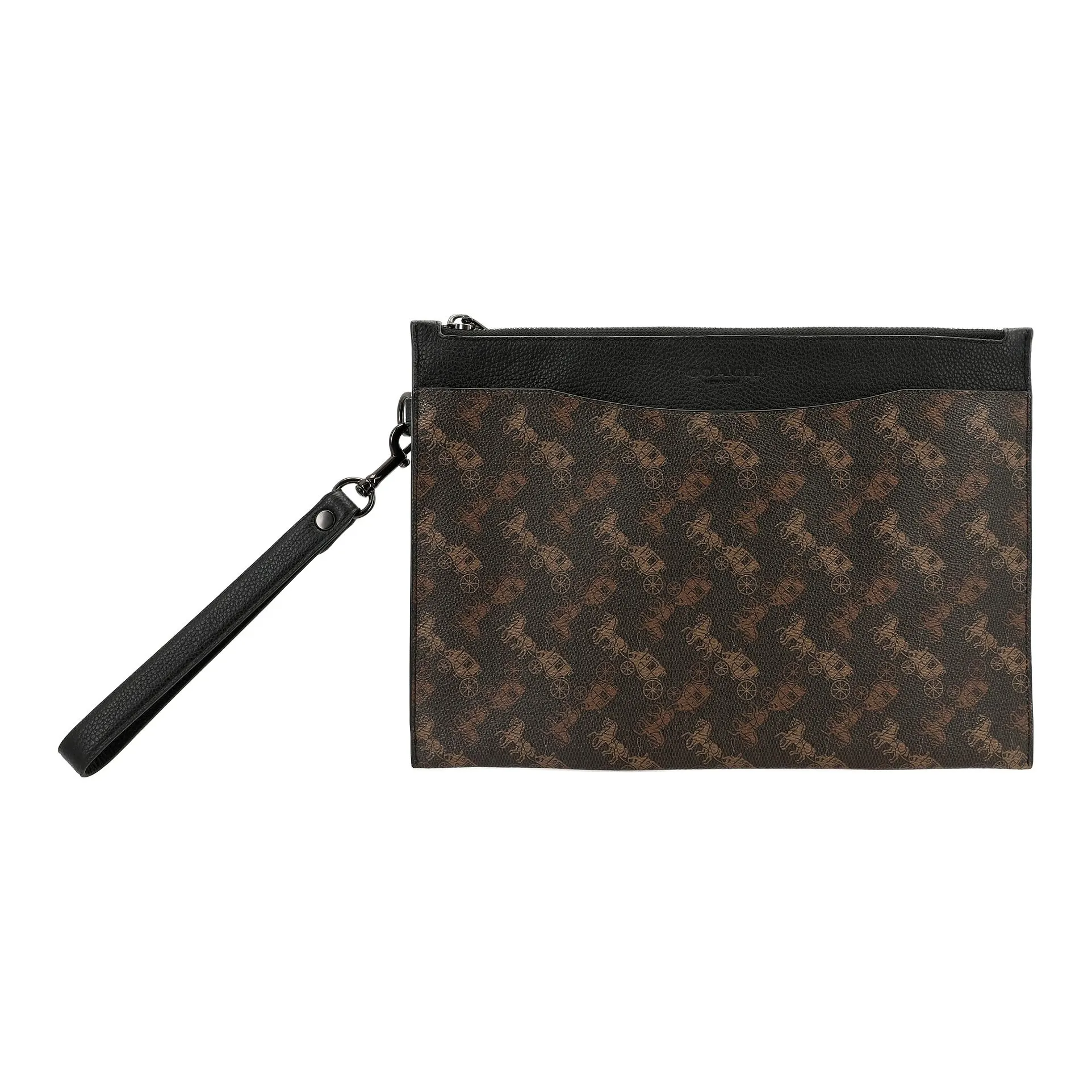 COACH Hitch Кожа Холст Клатч Средний Мужской Темно-коричневый