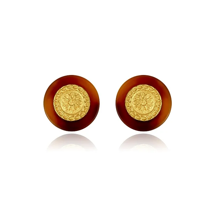 Серьги-гвоздики Retro Chic из покрытого золотом латуни женские