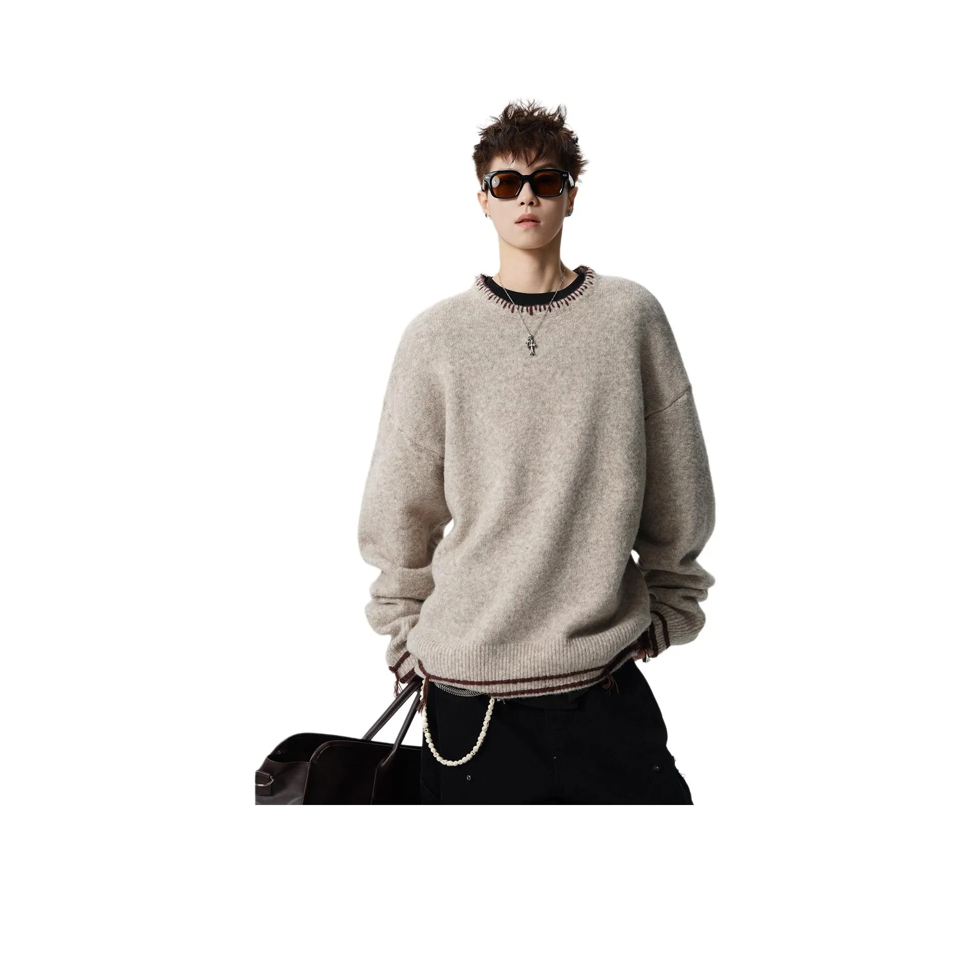 KEIRANDUN Рубашка Генри с воротником T Унисекс