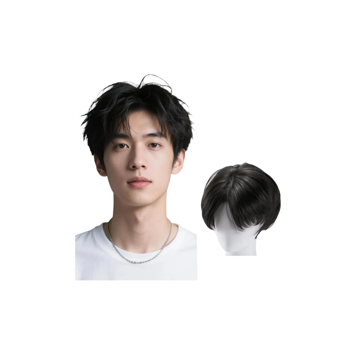 GLUNA Корейский Драма Oppa Потертый Худи Forehead Lace Секция Мужская Короткая Волосая Перука Высокая Температура Пряжа