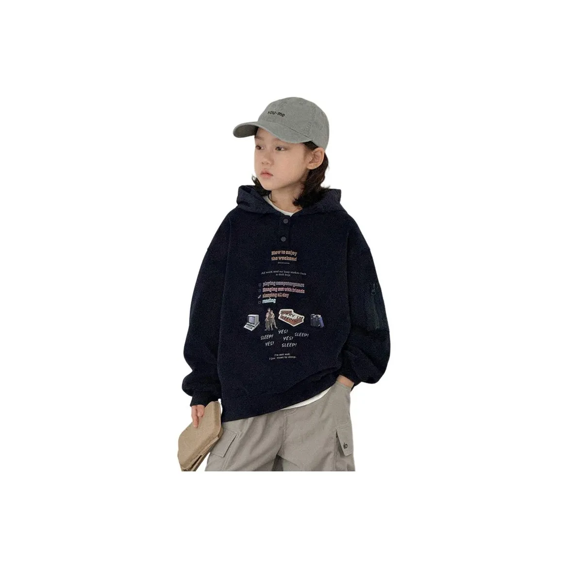 Rindu Свитшот Зимний Темно-синий Синий Подростки