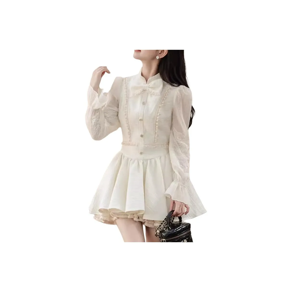 Cotton Gene Длинное платье с длинными рукавами женское