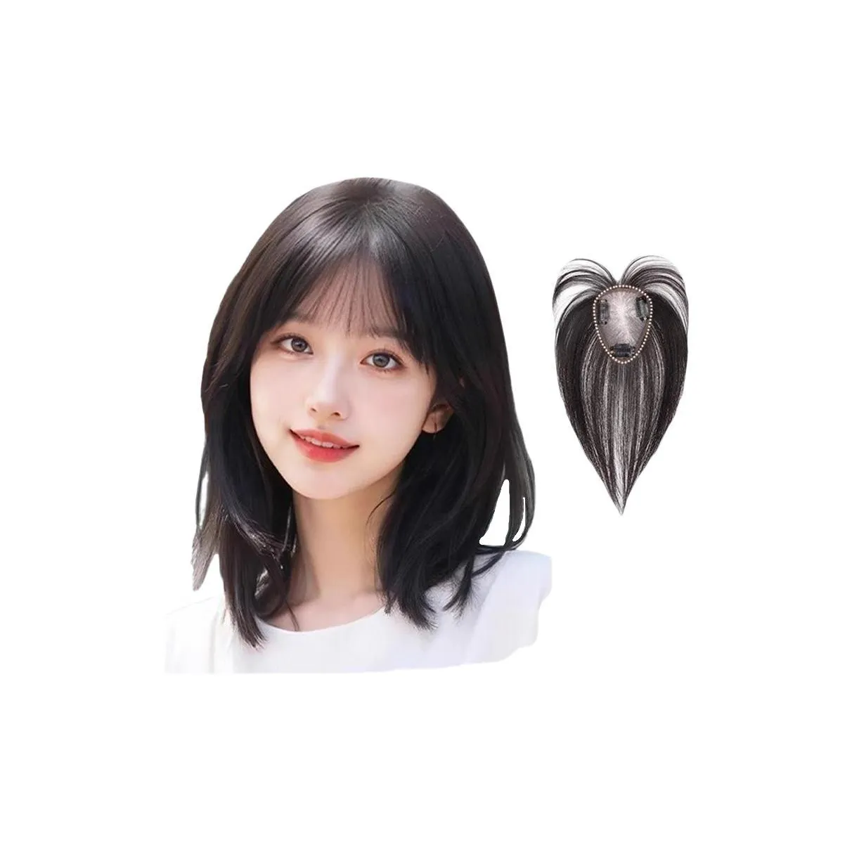 QIYEXUE Перука для маскировки седых волос на верхней части головы