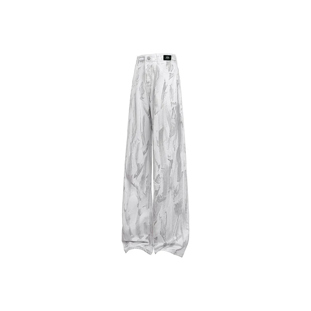 YATSI Белый Tie Dye [Эластичный облегающий крой] Унисекс Джинсы