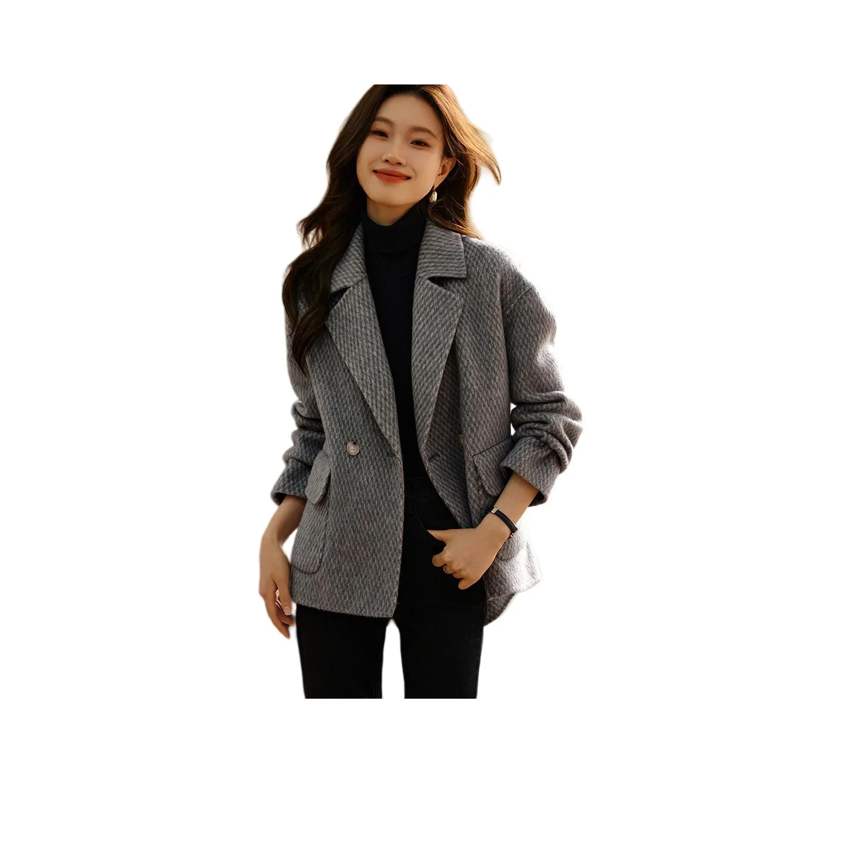 Mo Han Yi Mei Пальто Женское Серое