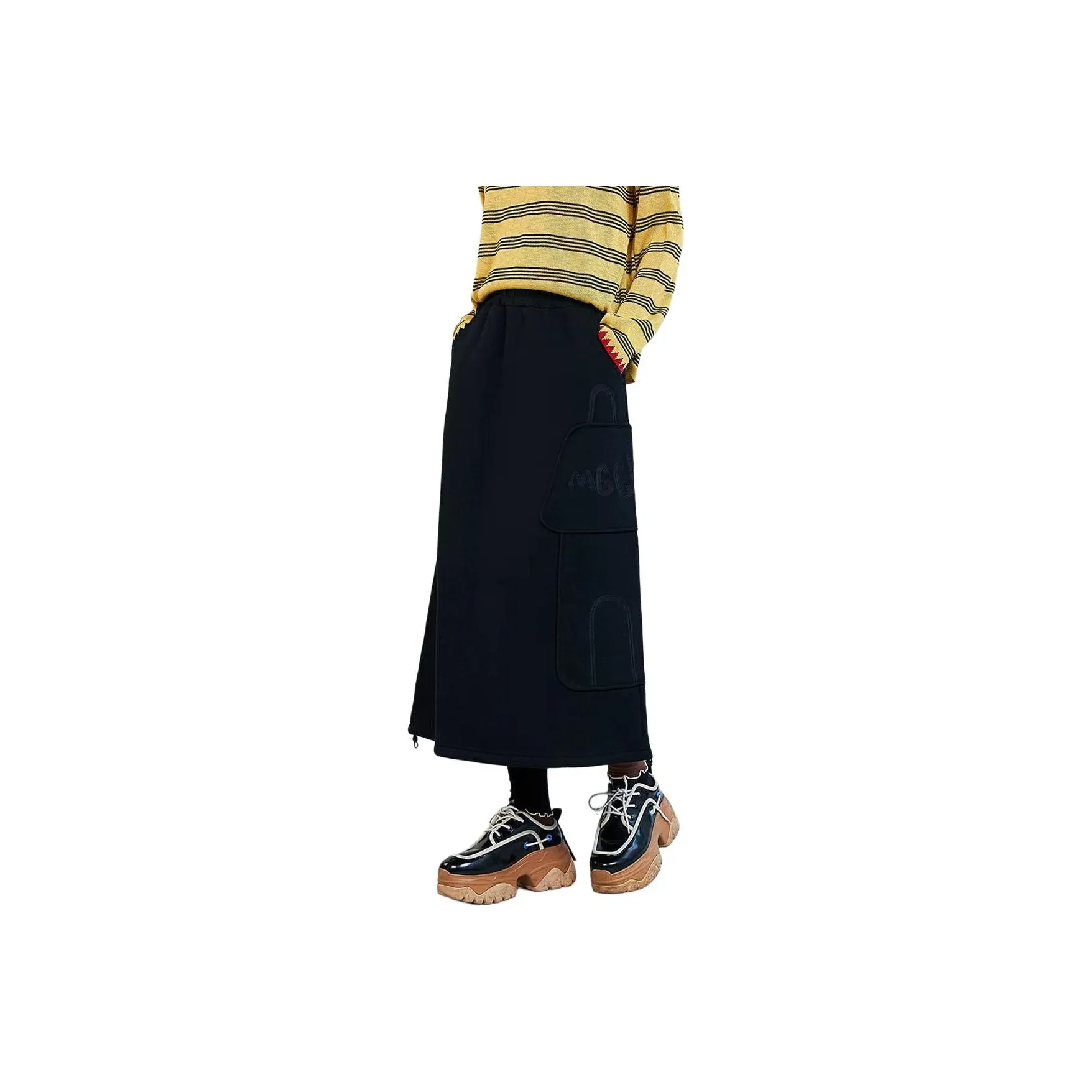 MUGUOGUOMU Осенний и Зимний Повседневный Длинный Юбка с Флисовой Подкладкой Женская