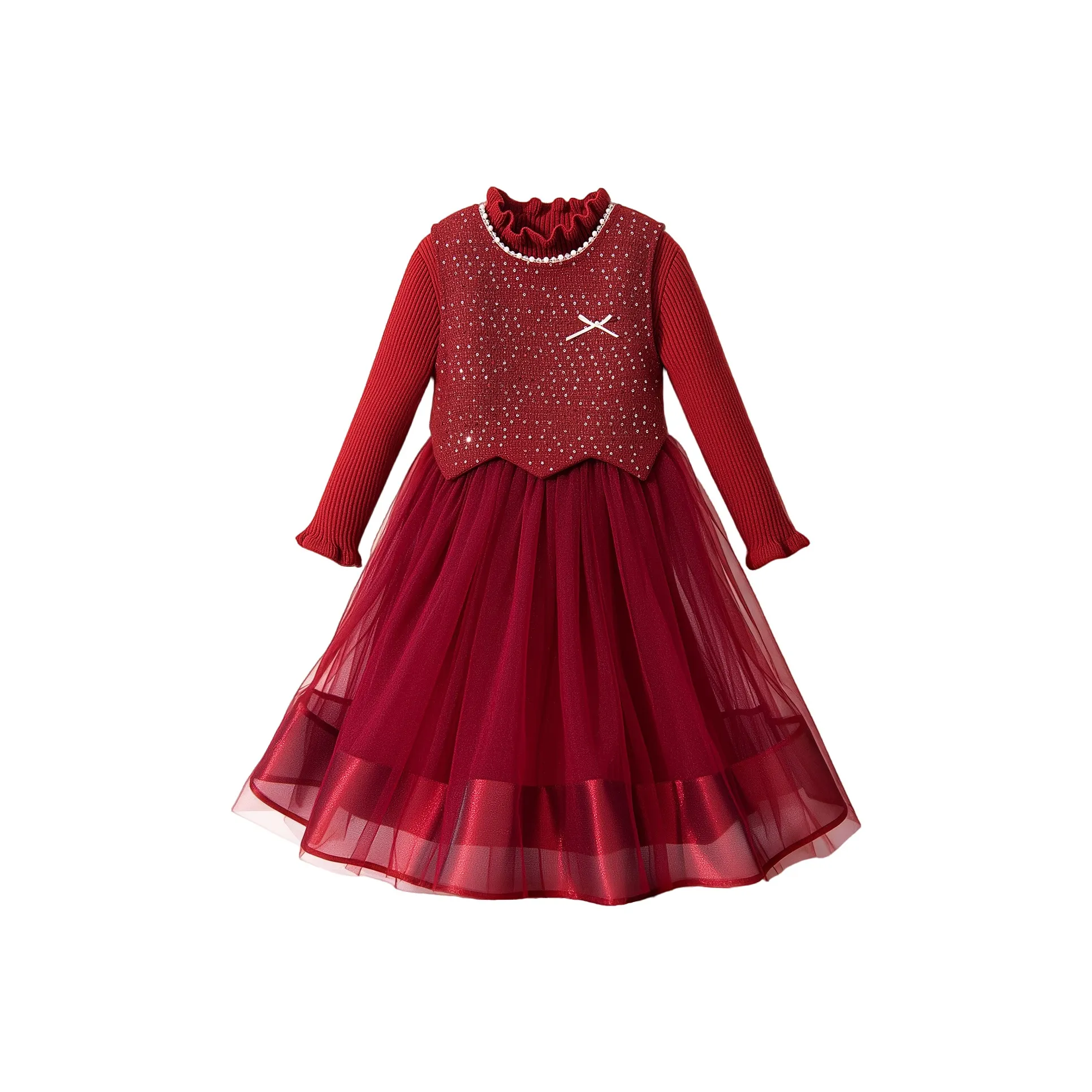 Disney [Thickened Thermal] Solid Color Red KIDS Dresses Disney [Утолщенный Теплоизоляционный] Однотонный Красный KIDS Платья