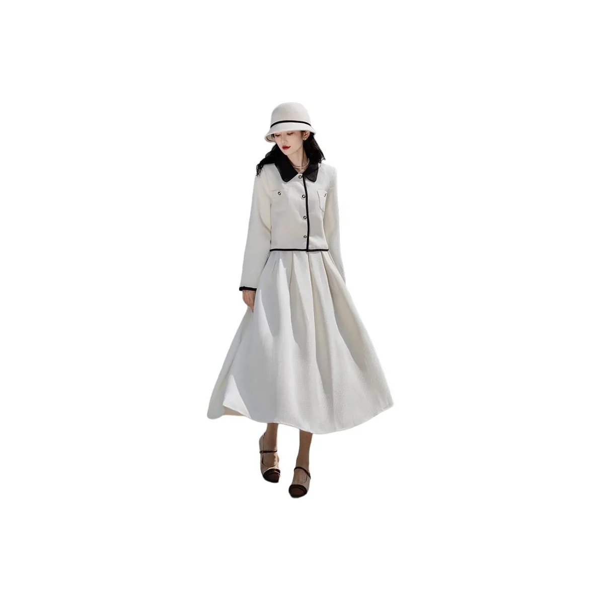 MDEHT Белый топ + Белая юбка Женские комплекты с юбкой