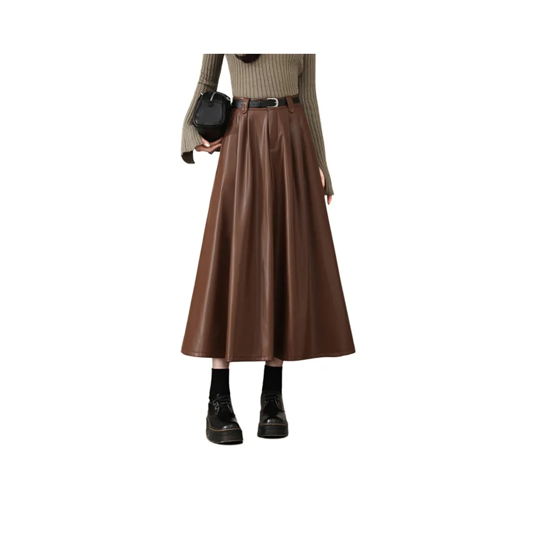 FAVMARTHA Кожа Длинная Юбка Женская