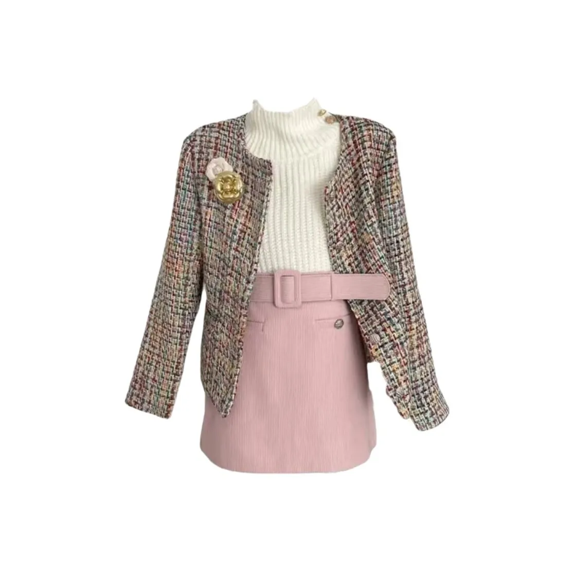 VKXOW Pink Women's Skirt Sets