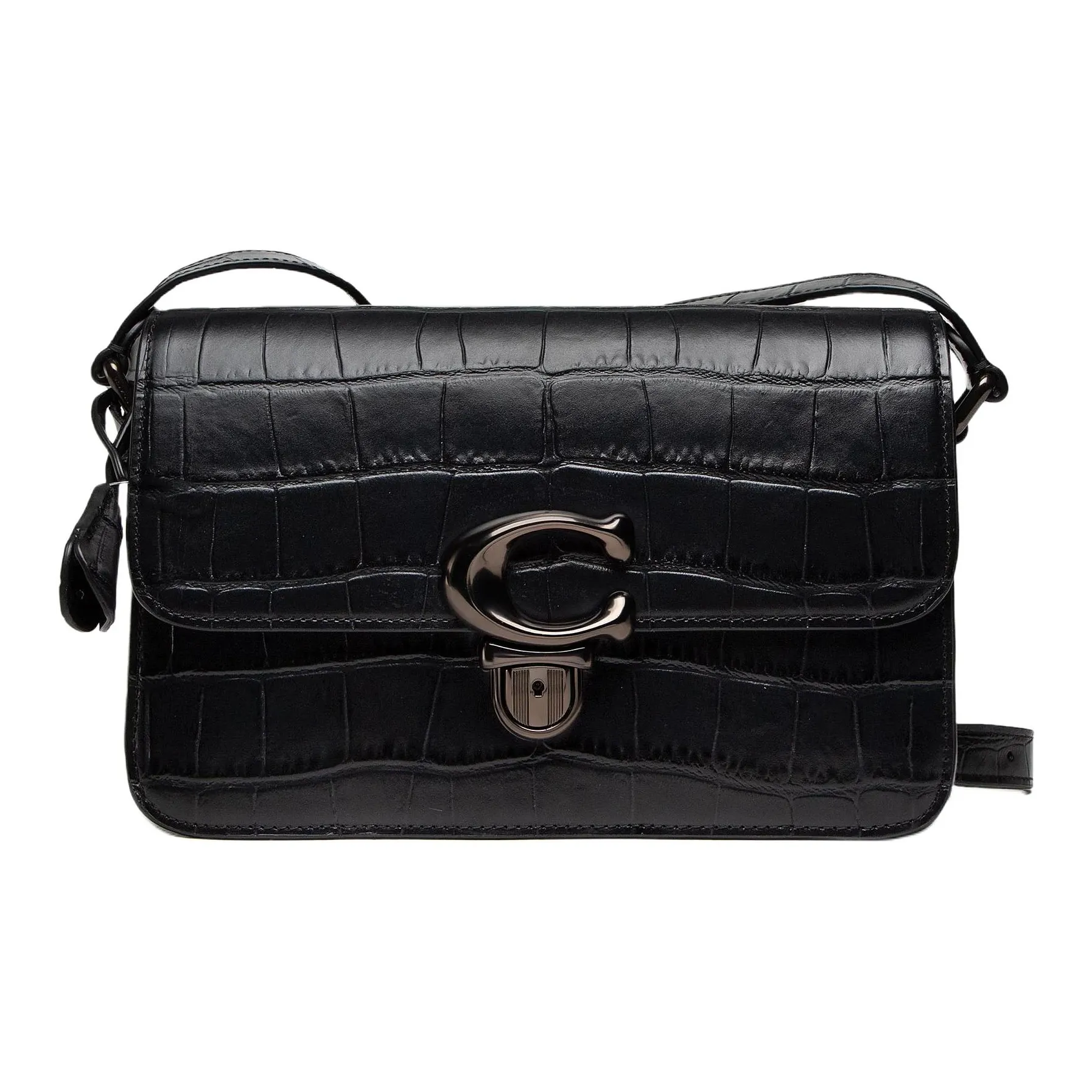 COACH Studio Крокодиловый узор Кожа Сумка через плечо Большая Женская Черная