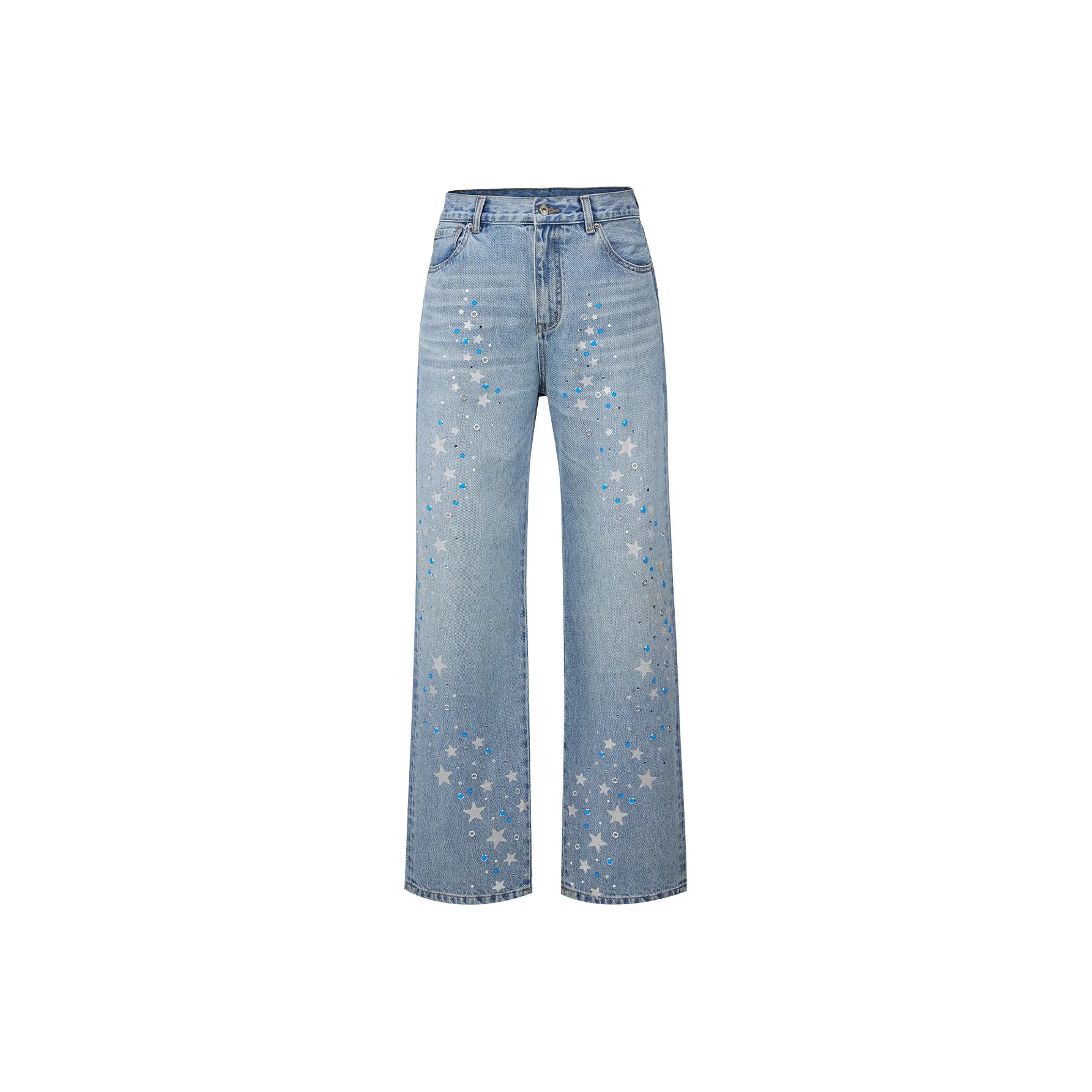 GB Washed Blue Unisex Jeans GB Промытые синие унисекс джинсы