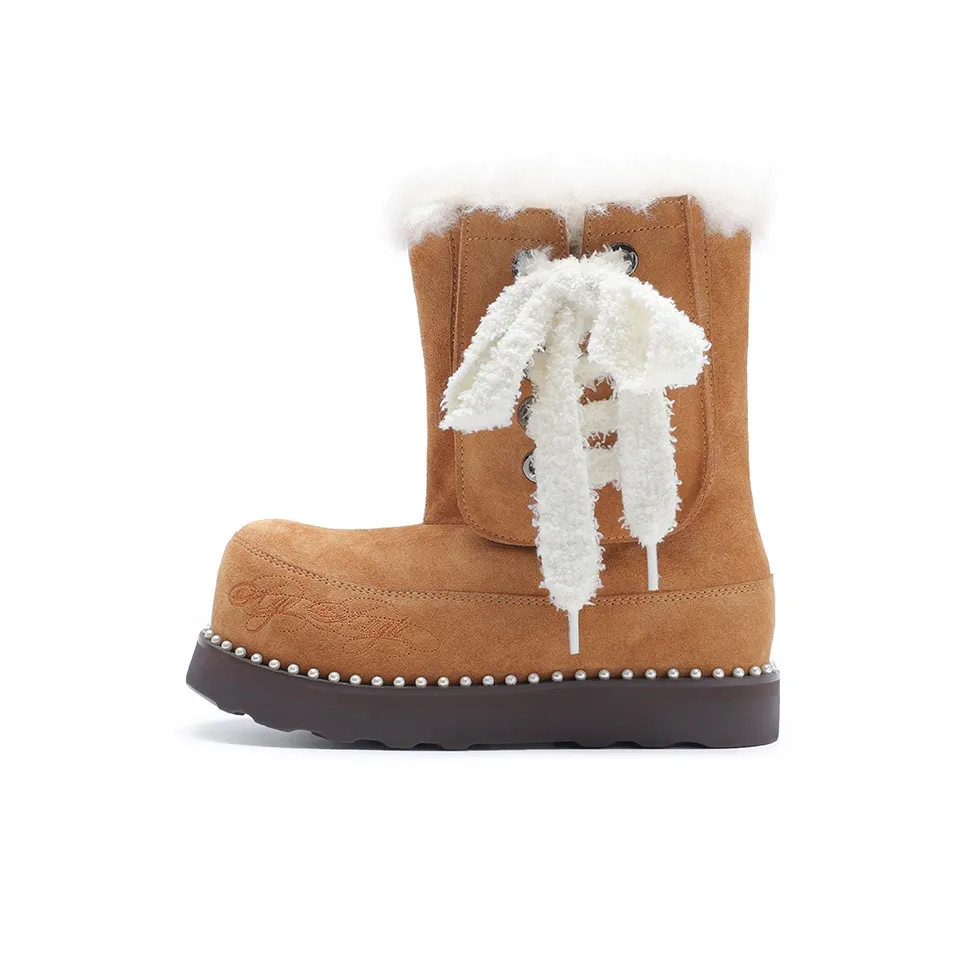 AGE ANGEL Модный Fashion Versatile Теплоизоляционные Устойчивые к истиранию Зимние Ботинки Женские Коричневый