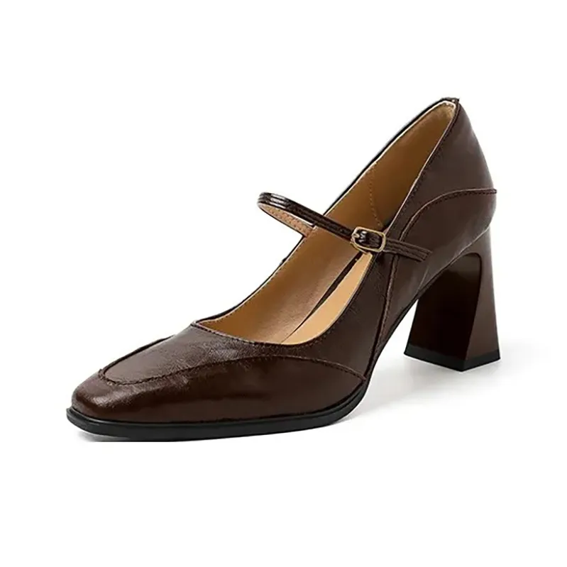 Али Тх Фокс Винтаж Элегантность Высокий каблук Грубый каблук Мэри Джейн Женские