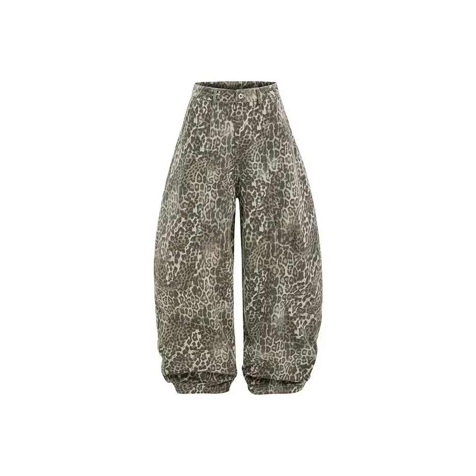 RUXU Леопардовый принт Унисекс Джинсы
