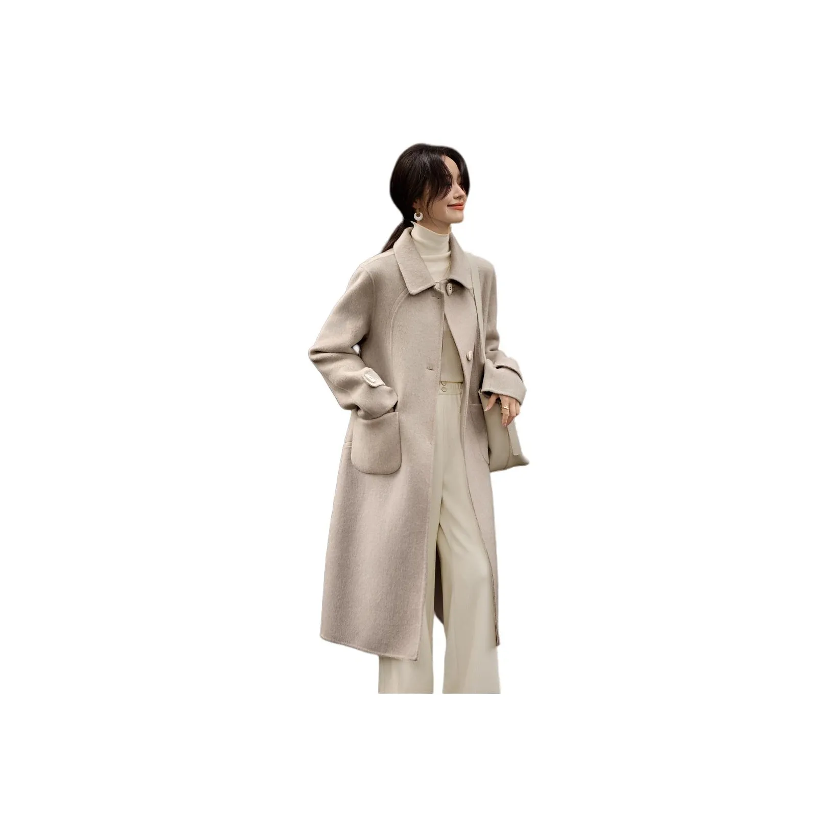 Mo Han Yi Mei Пальто Женское Элегантное Бежевое