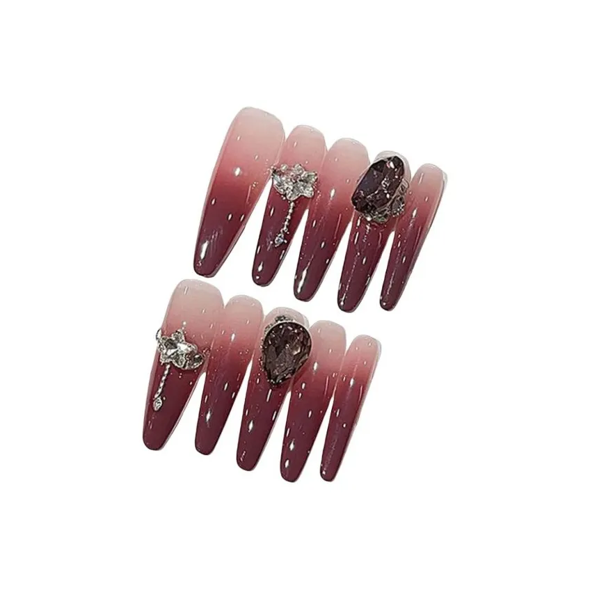 AIDINGQI Athena Роскошный Осветляющий Градиент Вишня Премиум K9 Слоистый Ромб Премиум Ручная Работа Ногтей Искусство