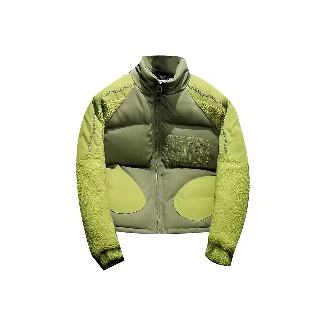 QEWBG Зеленый [Пэчворк Овечья шерсть] Унисекс Пуховики