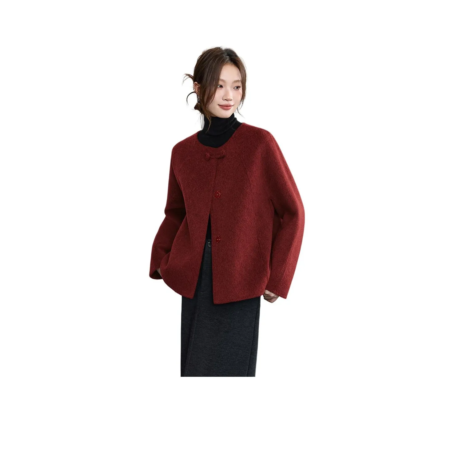 MOHANYIMEI Бордово-красное женское пальто