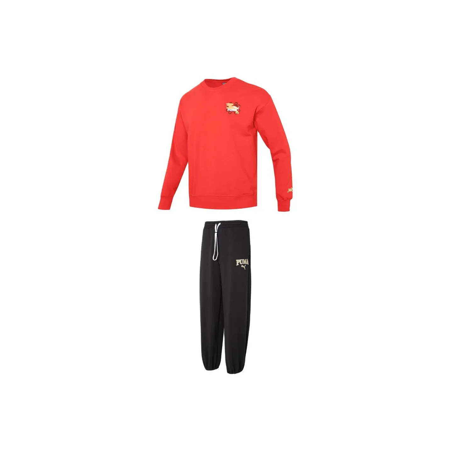 PUMA Clothing Комплект Красный Топ + Черный Низ Мужские Спортивные Костюмы с Толстовкой