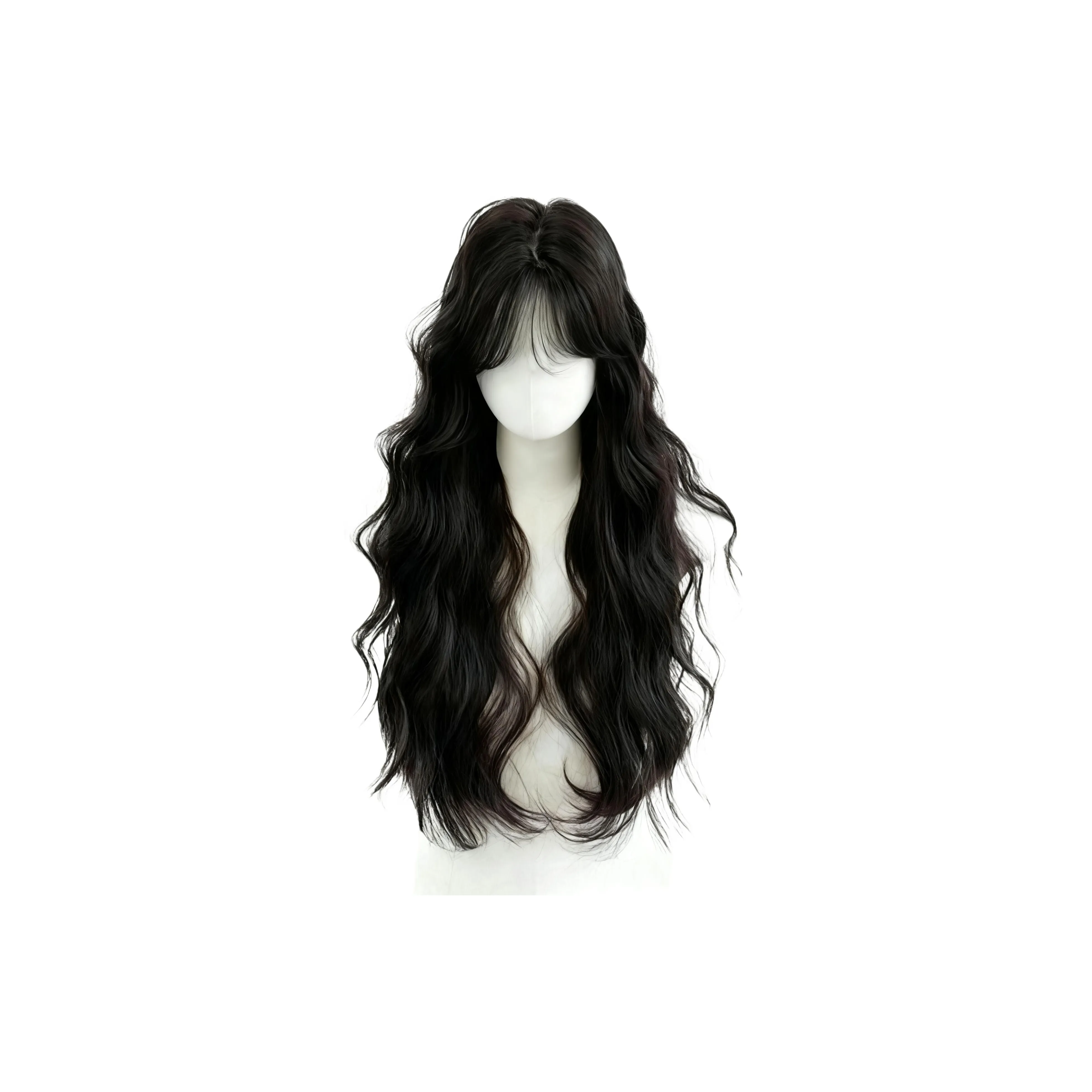 UMIFFA Овечья шерсть Длинные кудрявые волосы с боковой челкой парик для женщин Лолита с средней частью и полным набором для головы