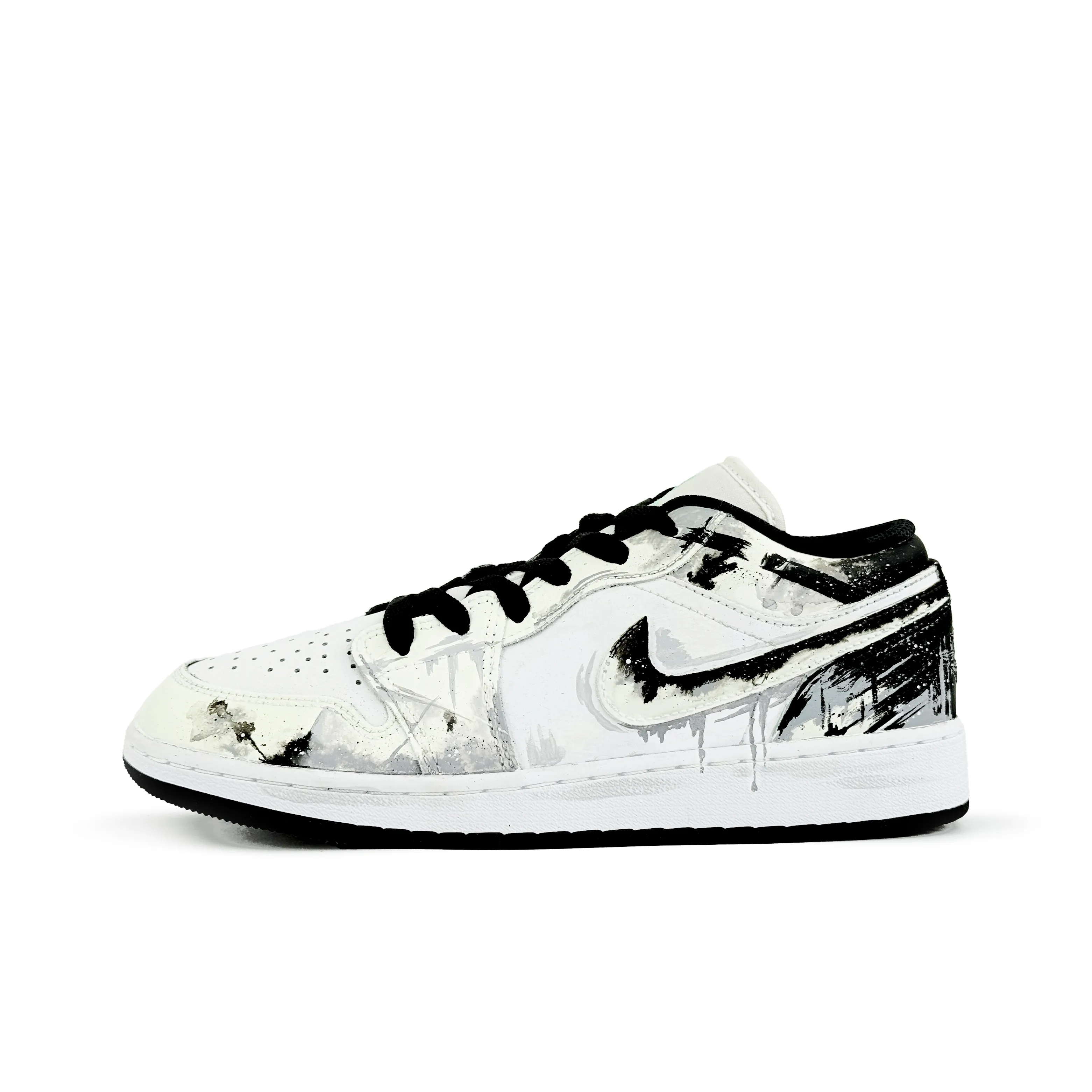 Jordan Air Jordan 1 Туманный Амортизация Износостойкий Низкий Топ Детские Баскетбольные Кроссовки Серый Подростки