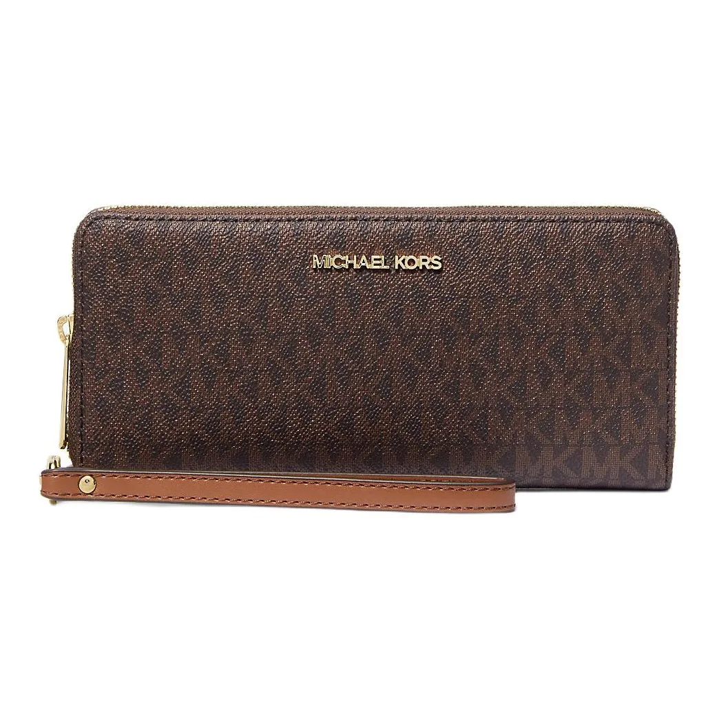 MICHAEL KORS Jet Set Покрытый холст Кошелек Большой Мужской Коричневый