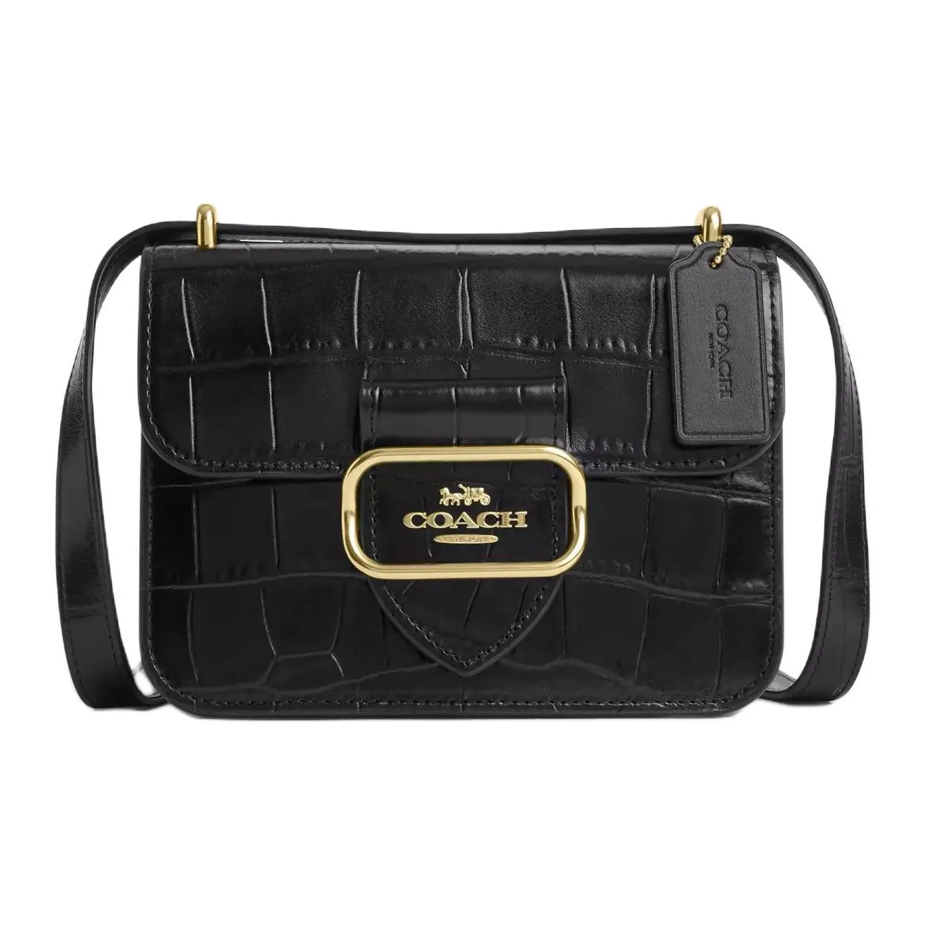 COACH Коровья кожа Квадратная сумка Сумка через плечо Маленькая Женская Ярко-черная