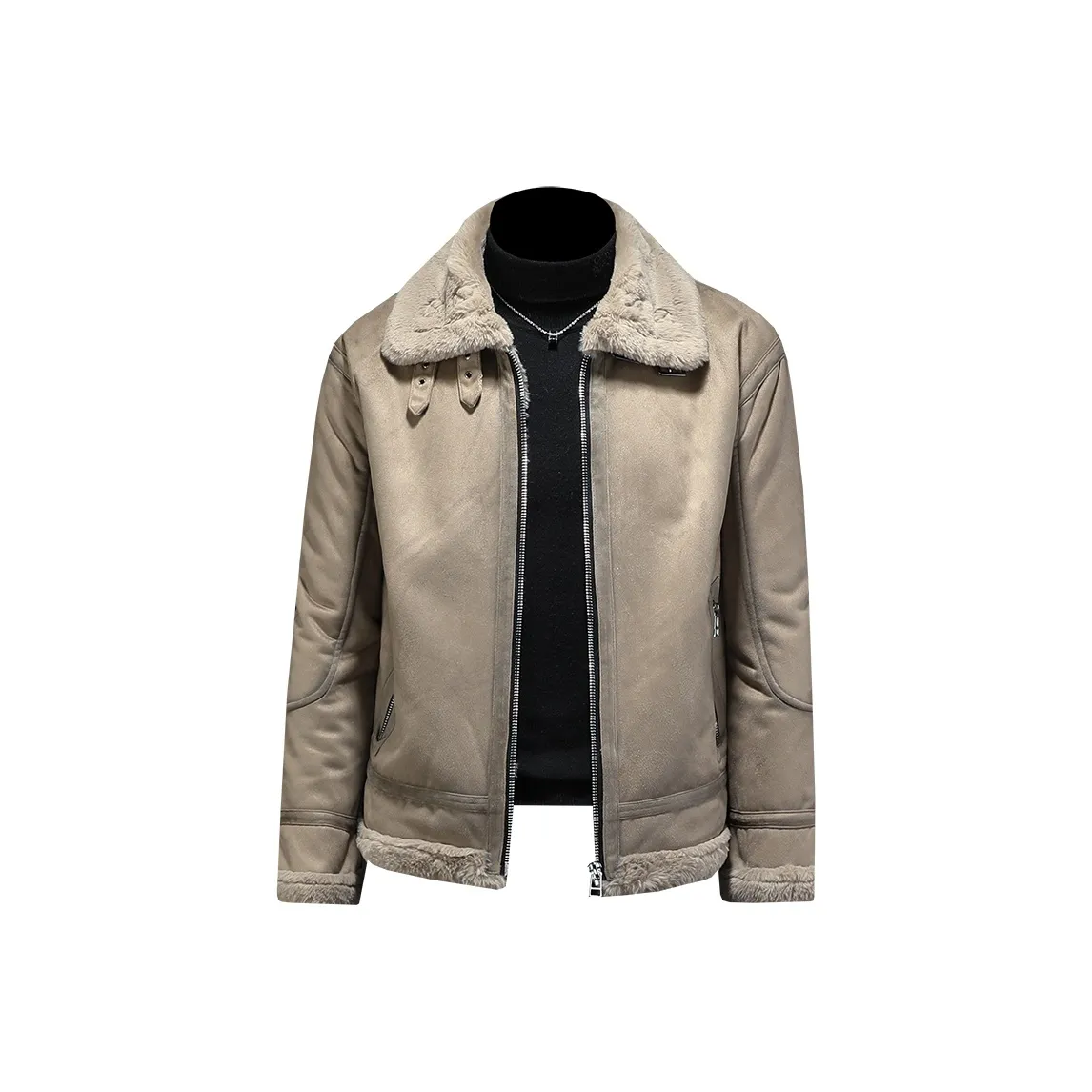 OGQG Серый Мужская Кожаная Куртка