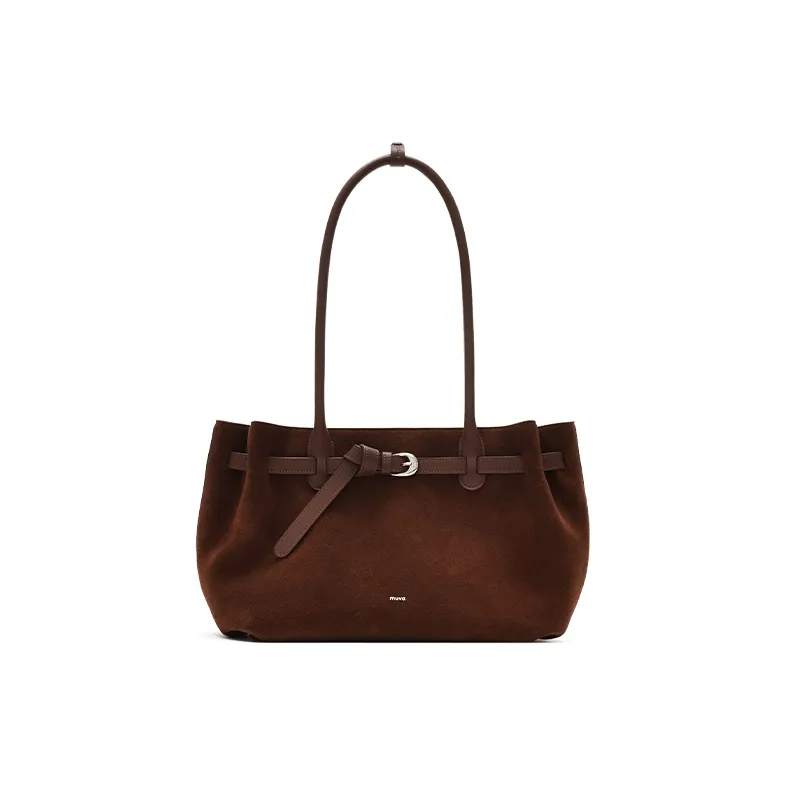 MUVA Корова Замша Тоут Сумка Плечевая Сумка Большая Женская Карамельный Коричневый Медовый Чай Коричневый