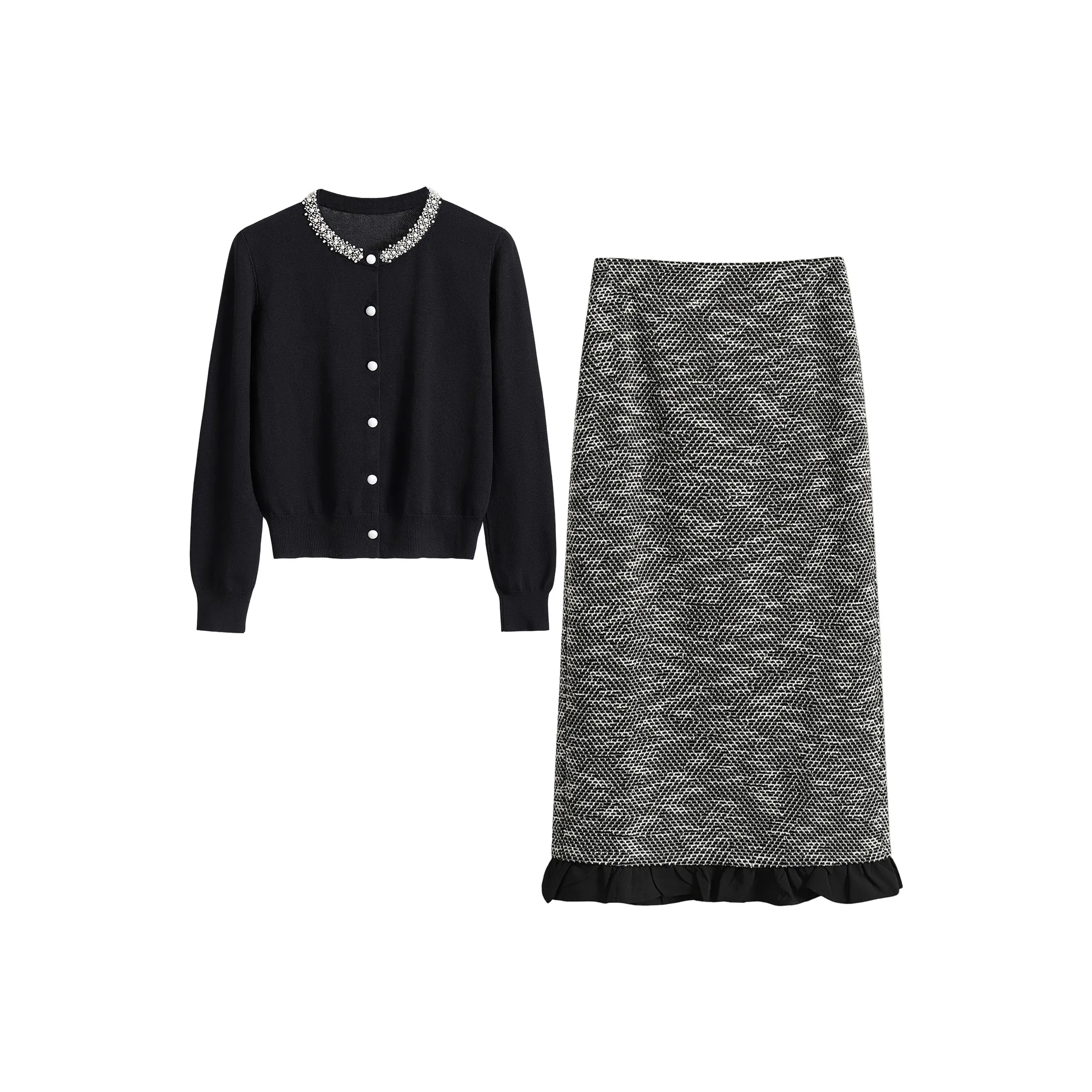 TOUCH Комплект с юбкой Женские Черный + Черный Белый