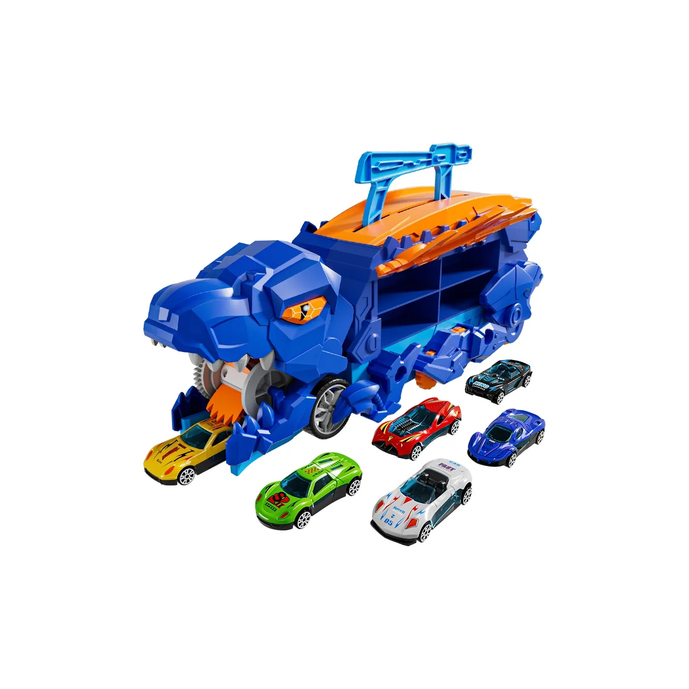 GUOU Transforming Slide Double Mode Switch Dinosaur Consuming Tyrannosaurus Rex Educational Track Alloy Launch Car